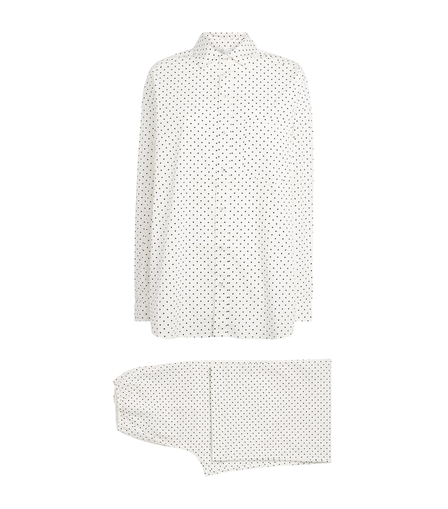 Skims Womens Cotton-Blend Polka-Dot Long-Sleeve Pyjama Set Onyx Dot Print Image 1
