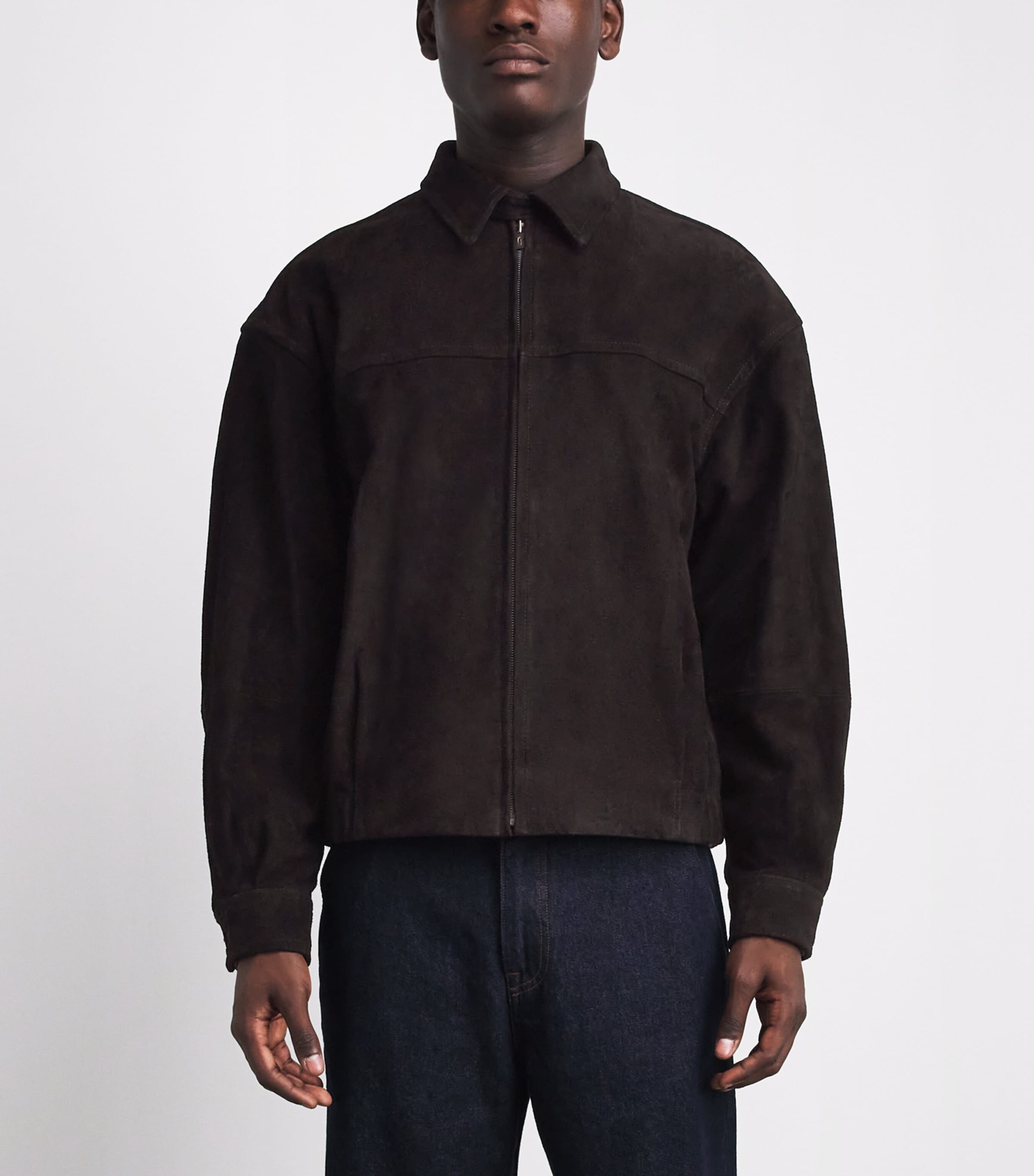 Le 17 Septembre Mens Suede Jacket Black Image 4