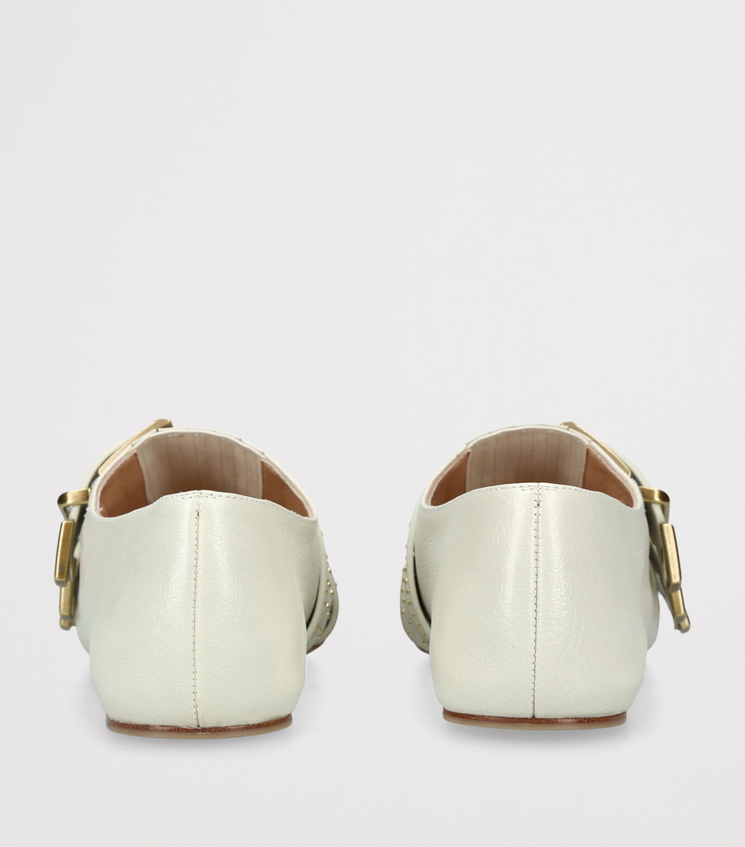 Leather Buckled Susanna Ballet Flats WHITE Image 2