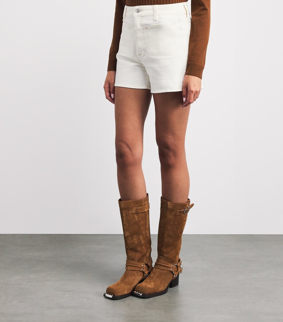 PAIGE Womens Denim Dani Shorts Toasted Ecru Image 4