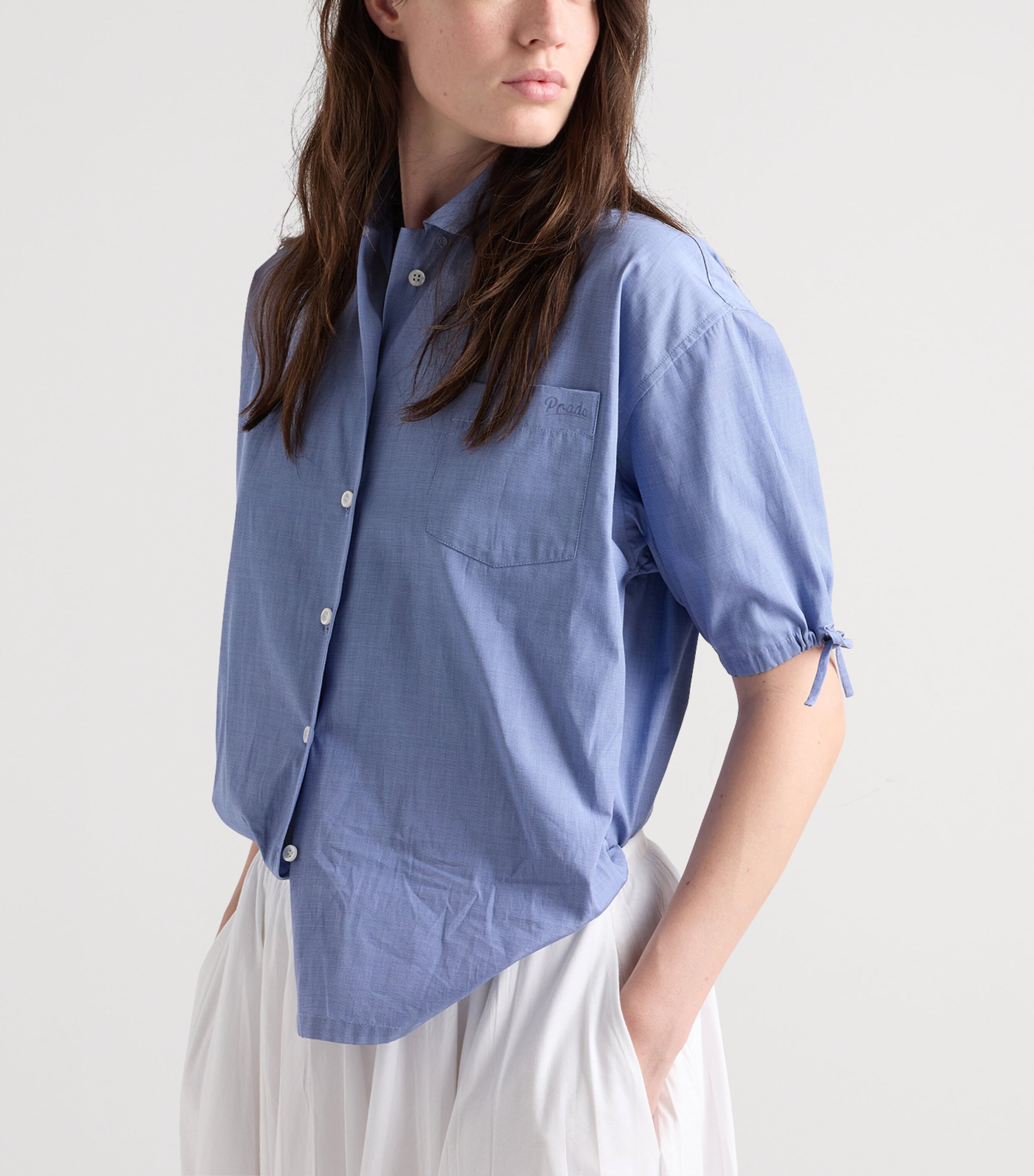 Prada Womens Cotton Fil-á-Fil Shirt Blue Image 2