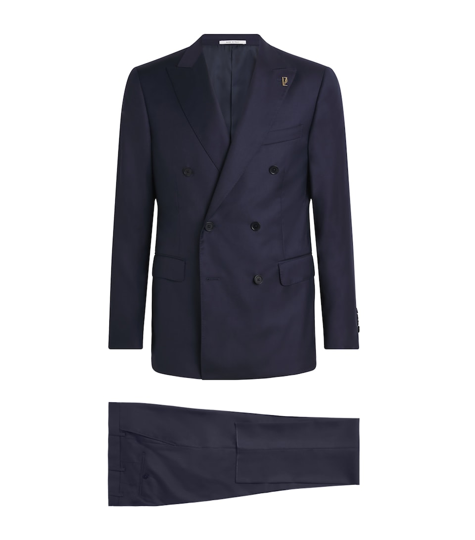 Pal Zileri Wool Vicenza Double-Breasted 2-Piece Suit Blue