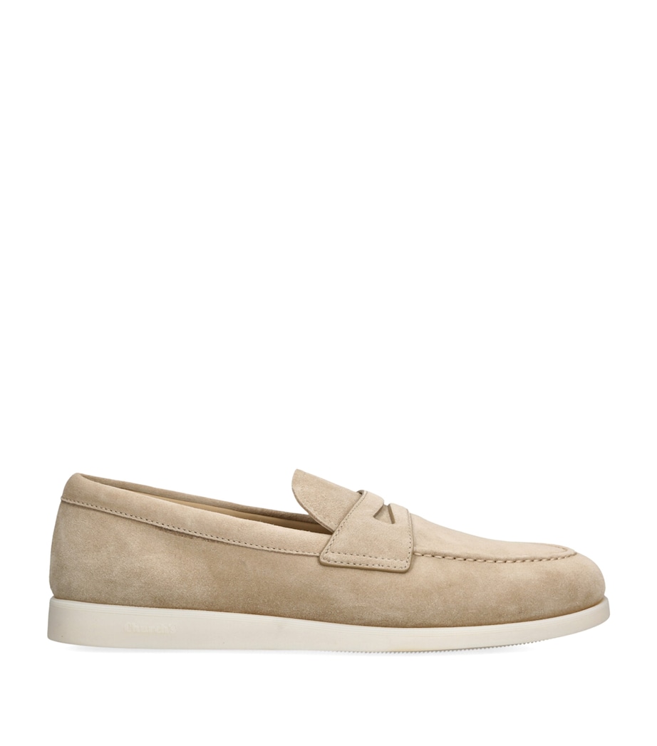 Church's Mens Suede Portsmouth Loafers Beige Image 1