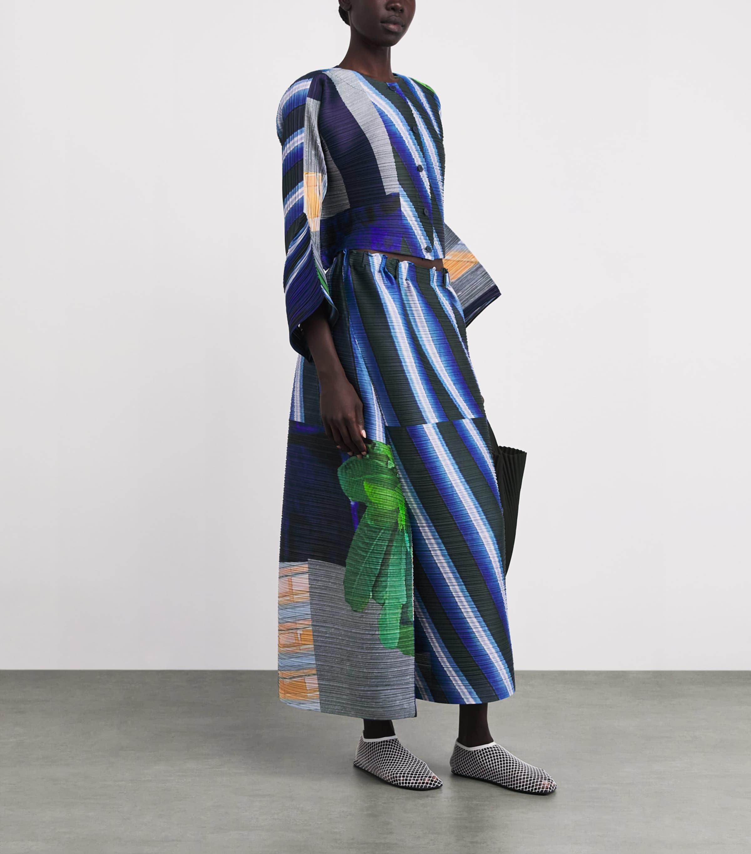 City Collage Midi Skirt GREY X NAVY Image 2