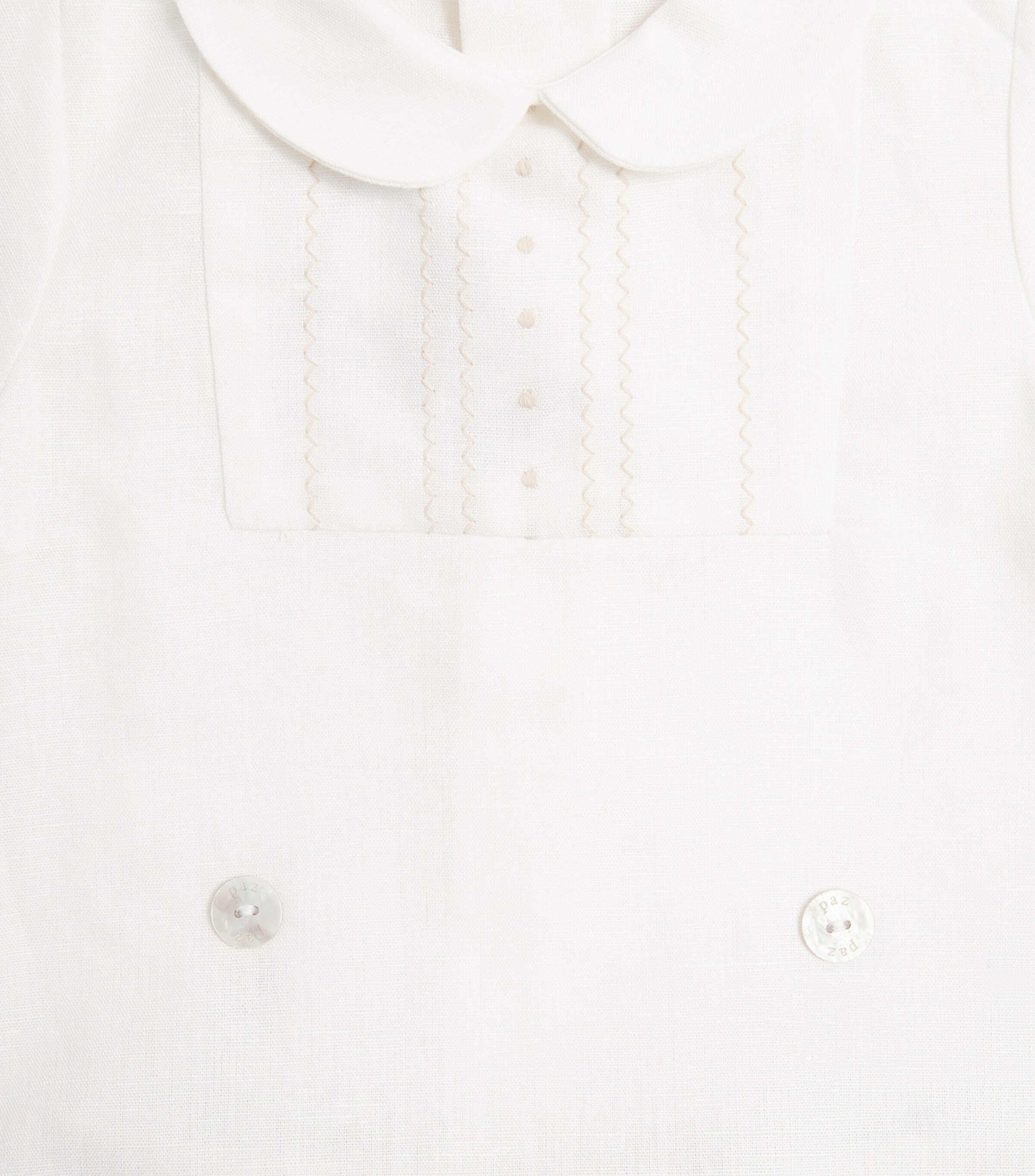 Cotton-Linen Blouse and Shorts Set (1-24 Months) 0179 WHITE/LINEN Image 4