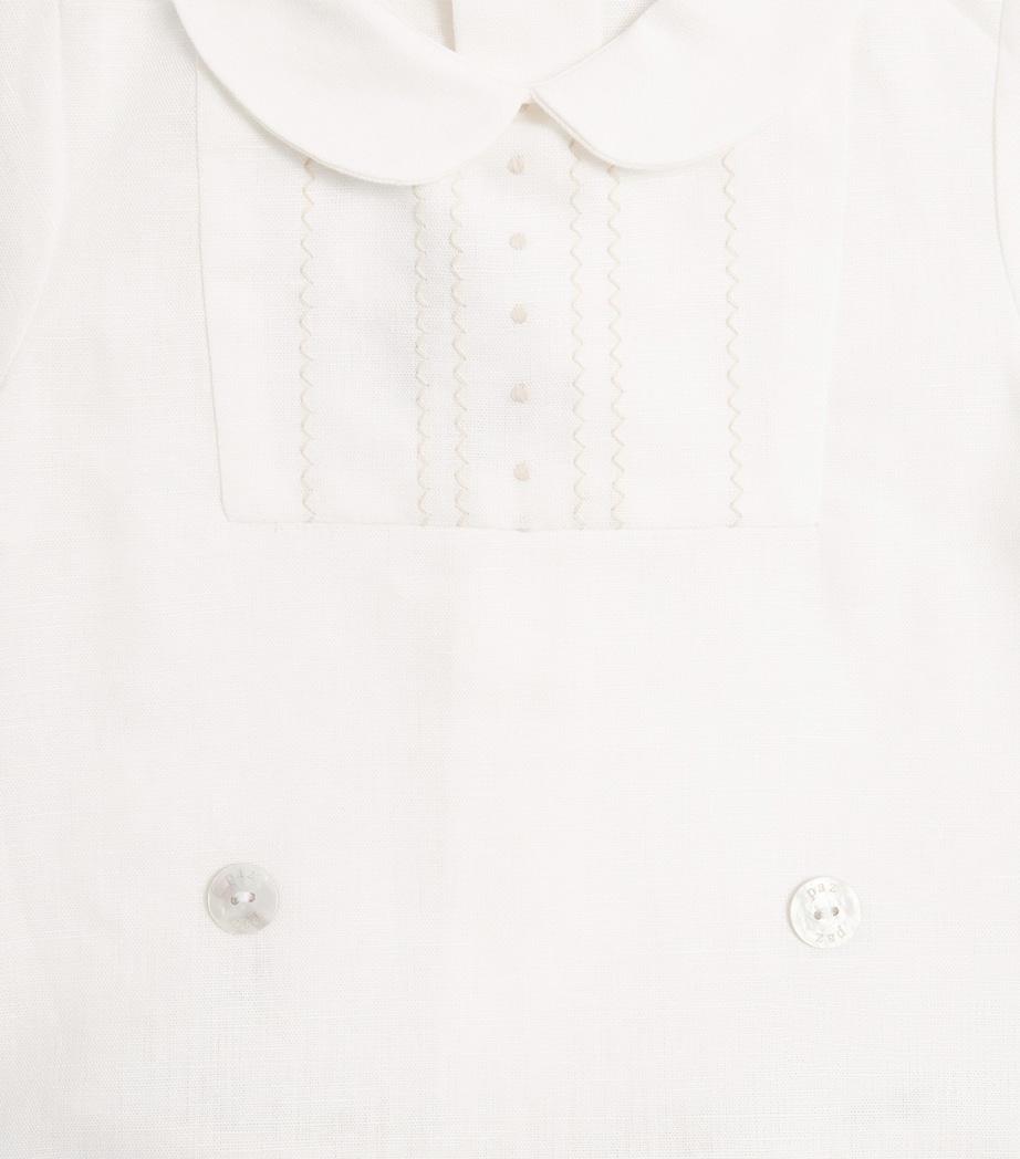 Cotton-Linen Blouse and Shorts Set (1-24 Months) 0179 WHITE/LINEN Image 4