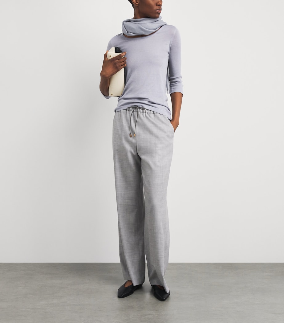 Colombo Womens Wool Cropped-Sleeve Sweater Light Blue Image 2