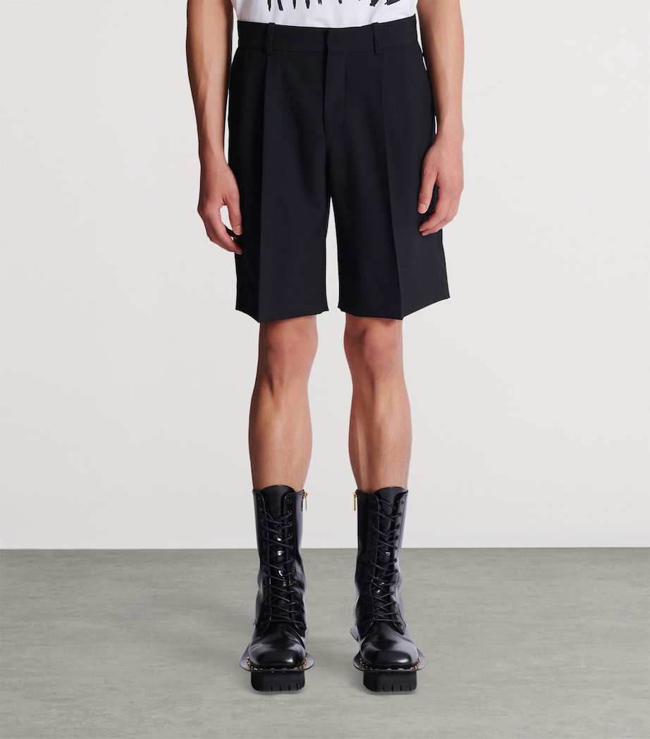 Virgin Wool Pleated Shorts 0PA NOIR Image 4