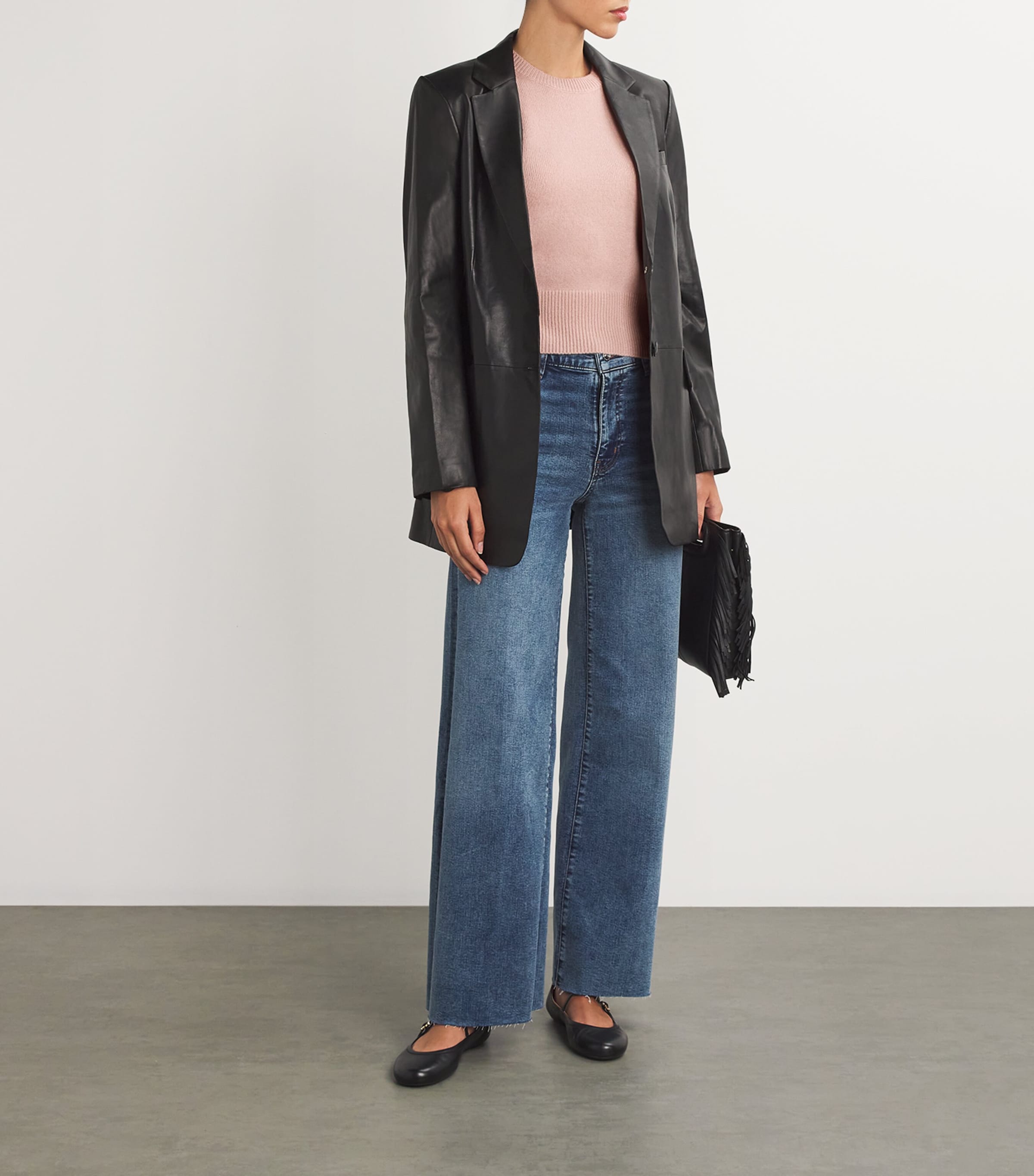 FRAME Womens Cashmere Short-Sleeve Sweater Almond Pink Image 2