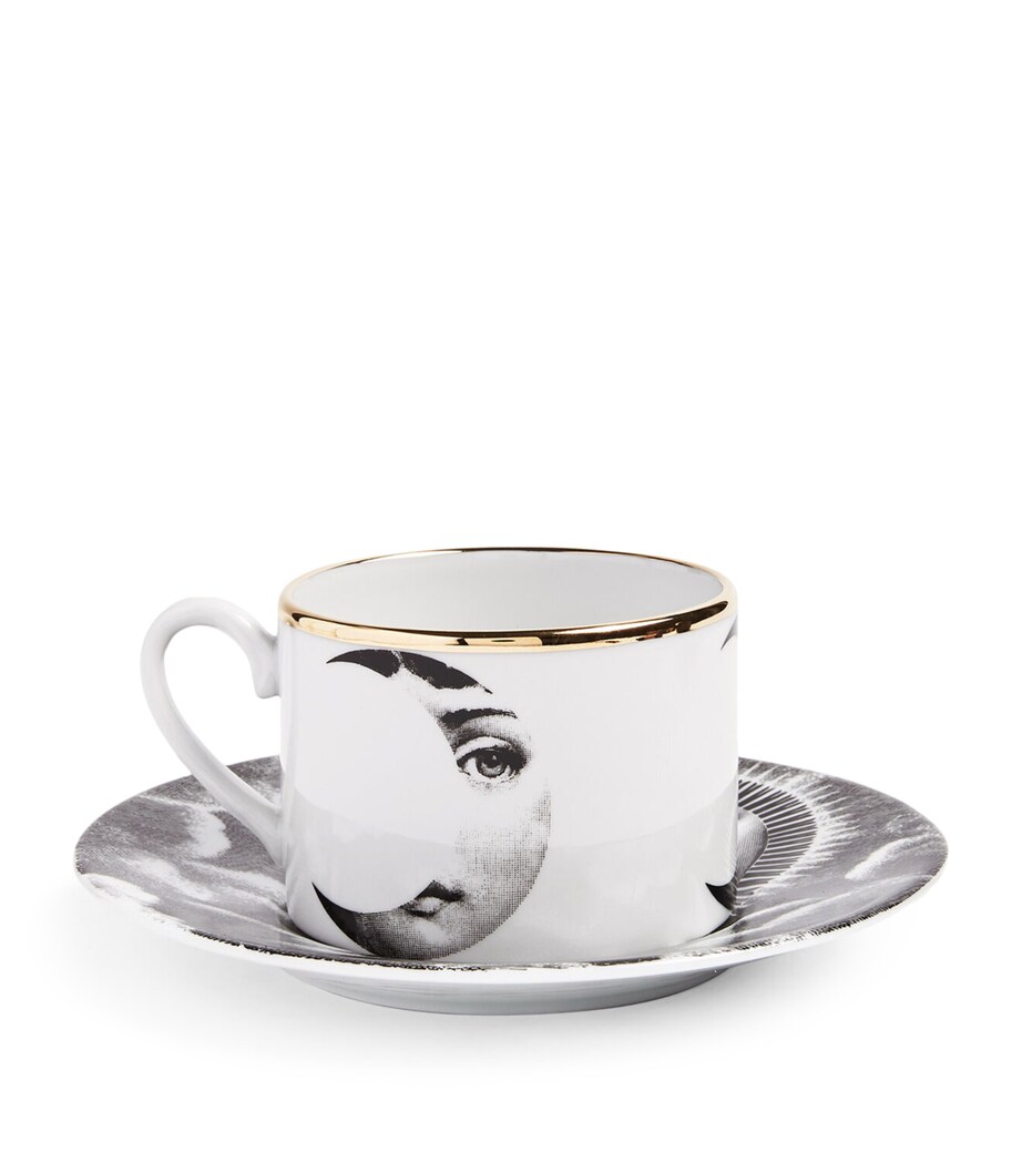 Fornasetti Tema e Variazioni Sole e Luna Teacup and Saucer Image 2