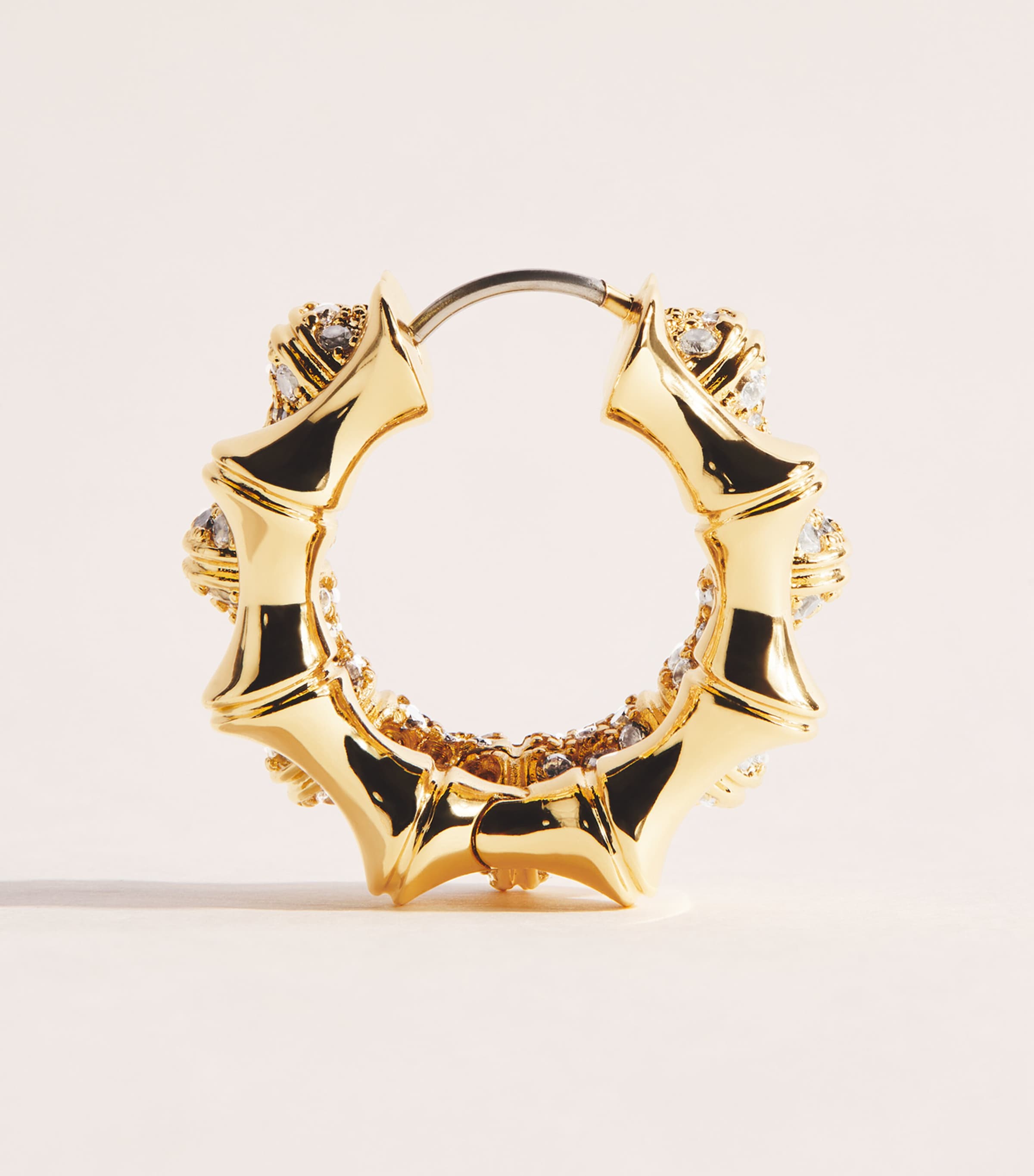 Eddie Borgo Gold-Plated Pavé Bambù Hoop Earrings Gold Image 3