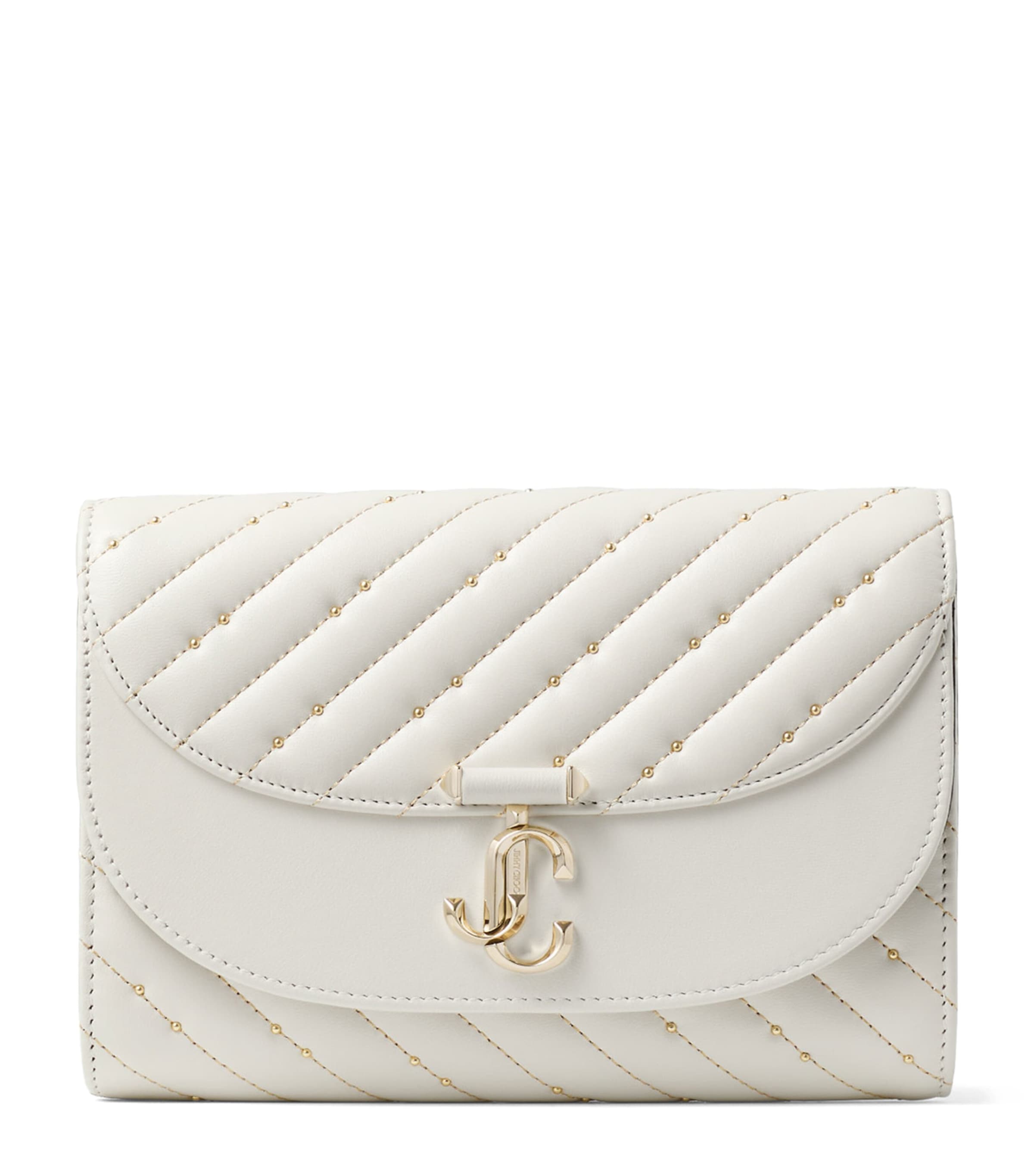 Jimmy Choo Leather Curve Clutch Bag Latte/shiny Gold Image 1