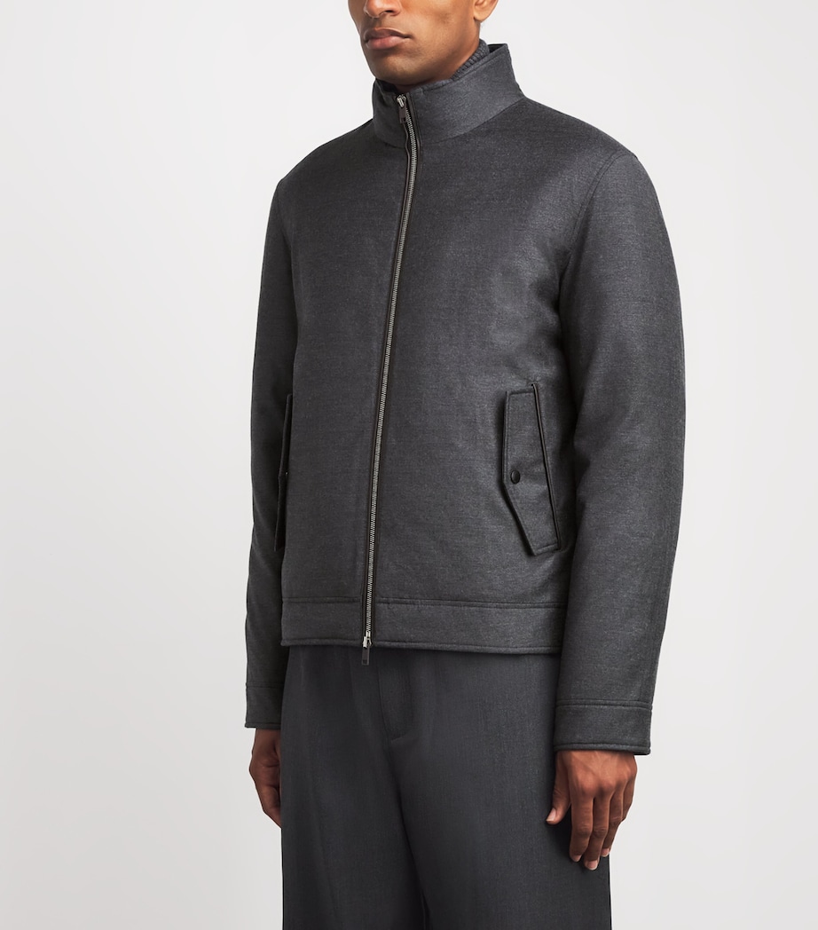 Yves Salomon Mens Virgin Wool-Silk Bomber Jacket Gris Anthracite Image 5