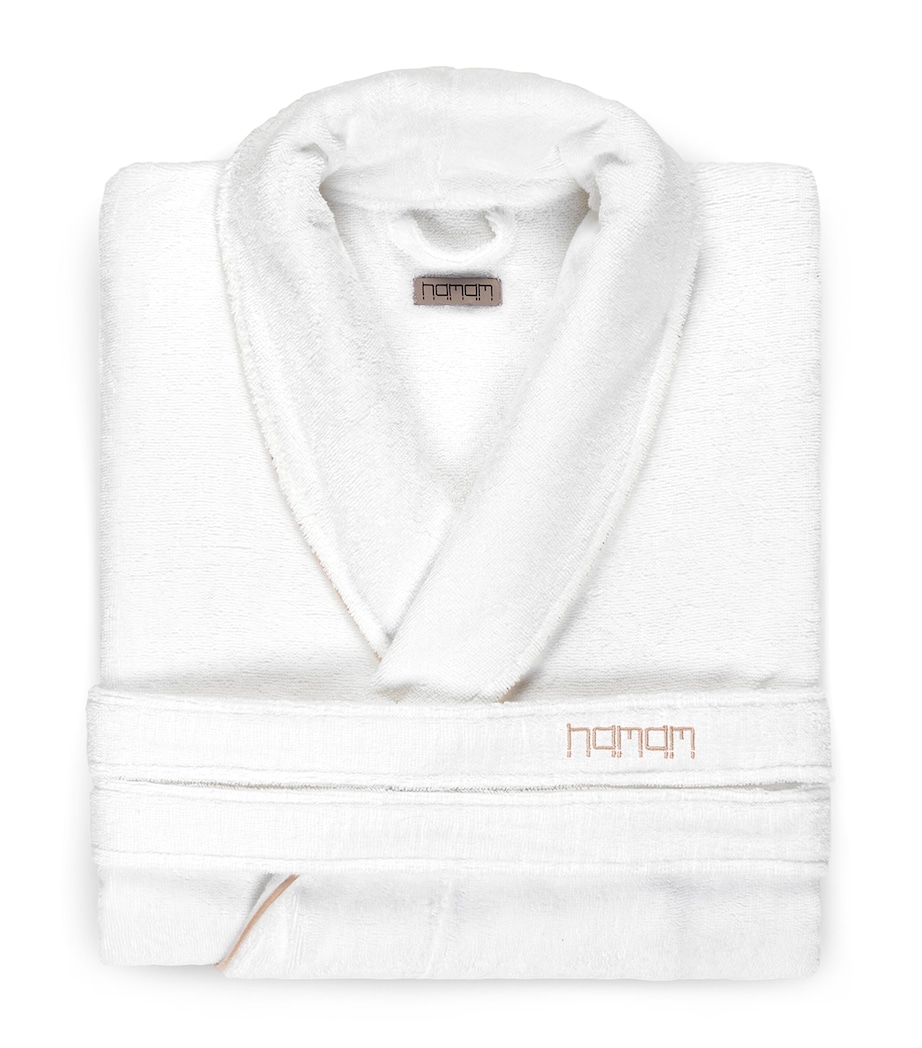 Cotton Pera Bathrobe (Medium) WHITE/ROASTED ALMOND Image 1