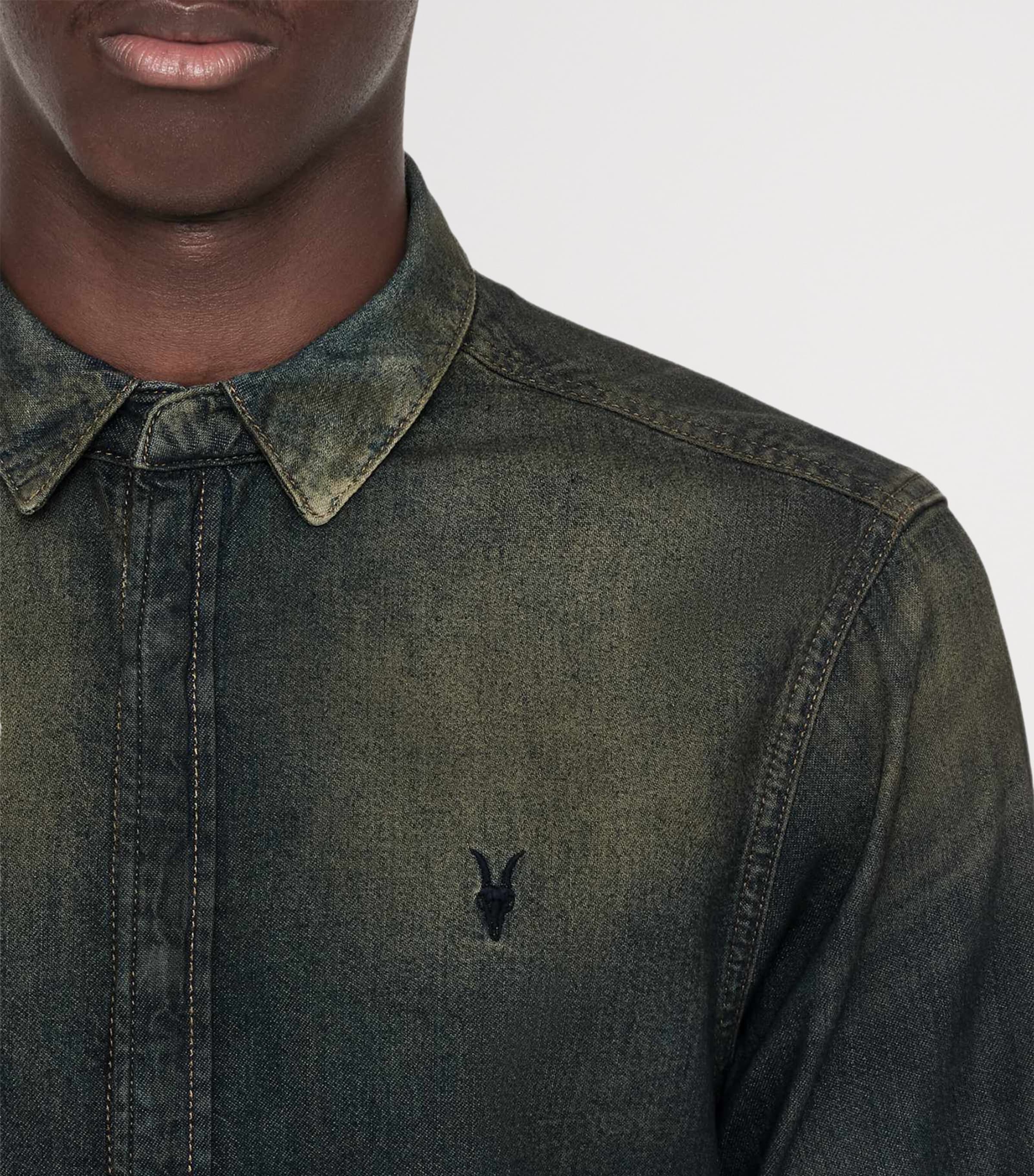 AllSaints Mens Gleason Denim Shirt Tinted Dark Indigo Image 4