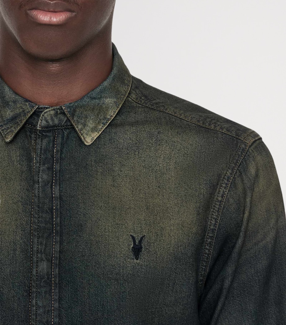AllSaints Mens Gleason Denim Shirt Tinted Dark Indigo Image 4