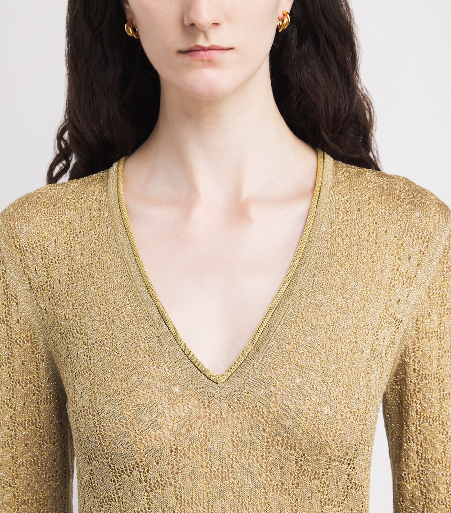 RETORI Womens Knitted Lurex Maxi Dress Gold Image 4