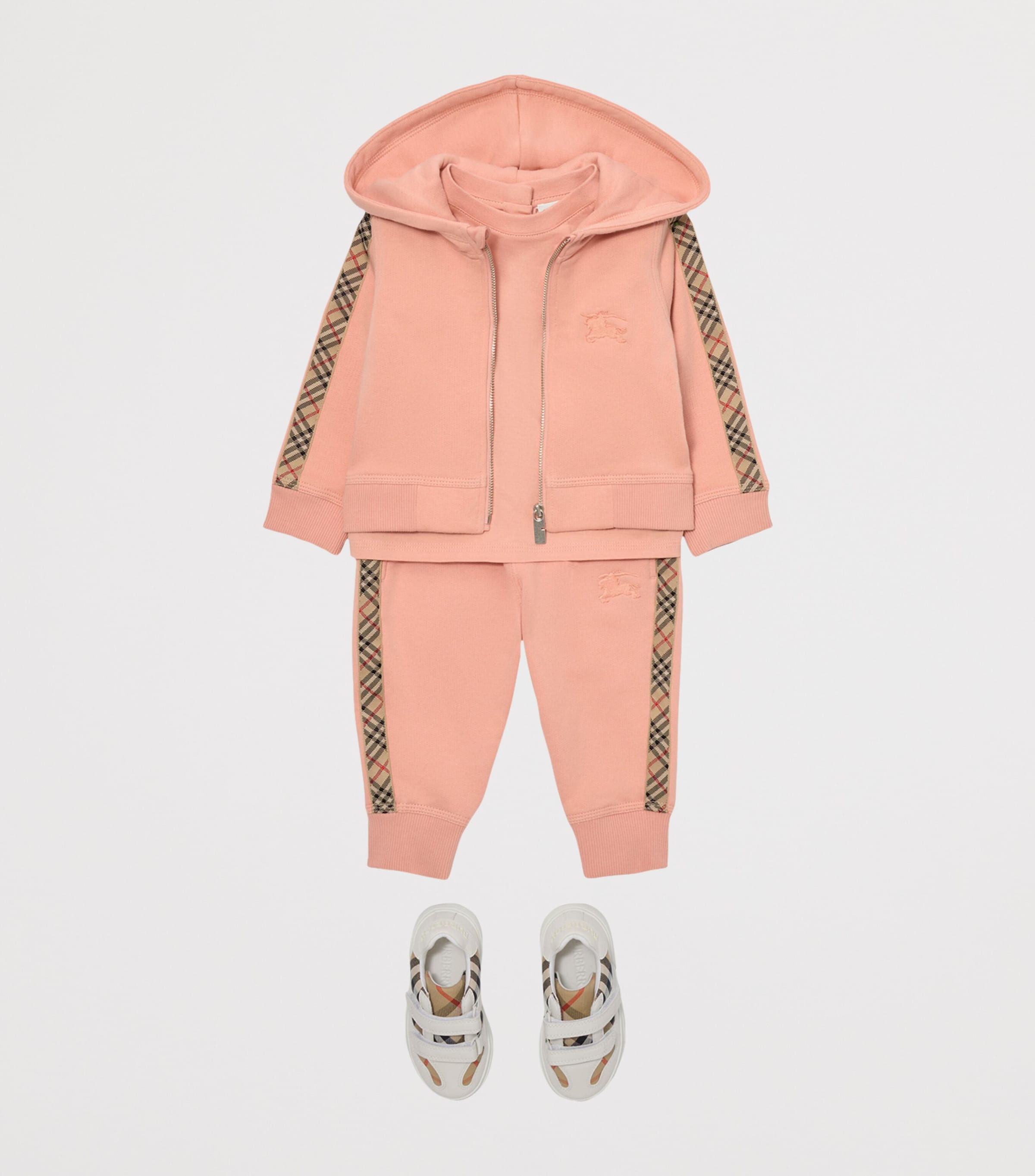 Organic Cotton Check-Trim Hoodie (6-24 Months) SLIPPER PINK Image 3