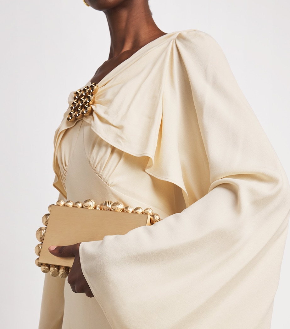 Rabanne Womens Cape-Sleeve Gown Custard Image 3