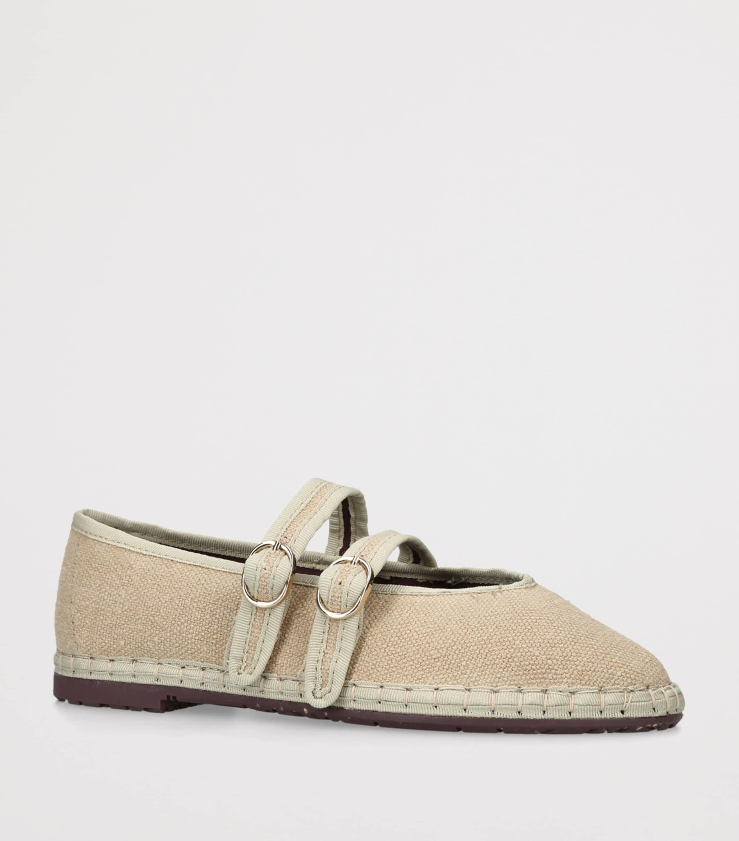 Flabelus Linen-Blend Claire Mary Janes Beige Comb Image 3