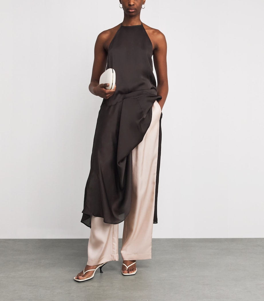 St. Agni Womens Silk Handkerchief Maxi Dress Bark Image 2