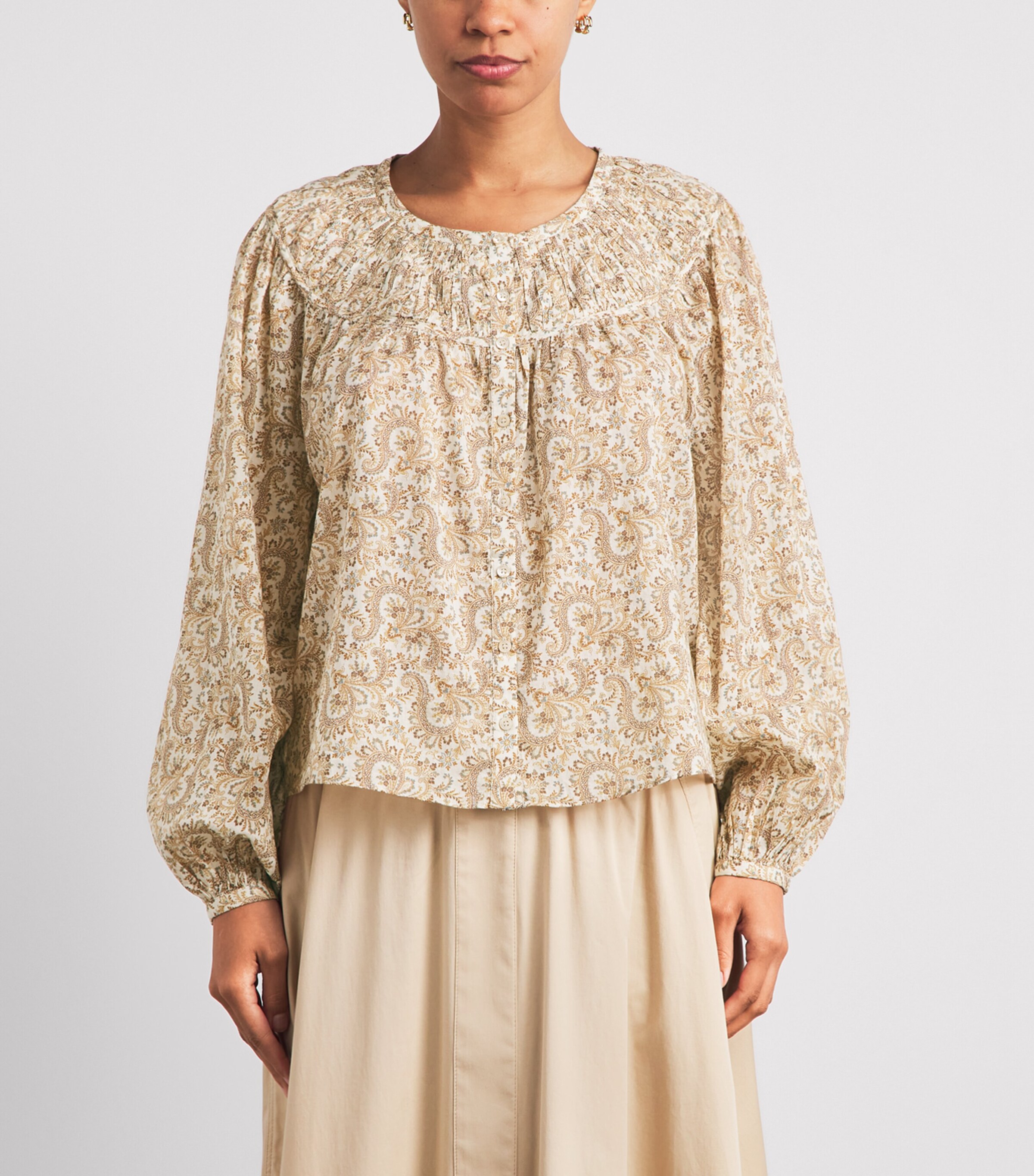 PAIGE Womens Paisley Print Zoia Blouse Bone Multi Image 4
