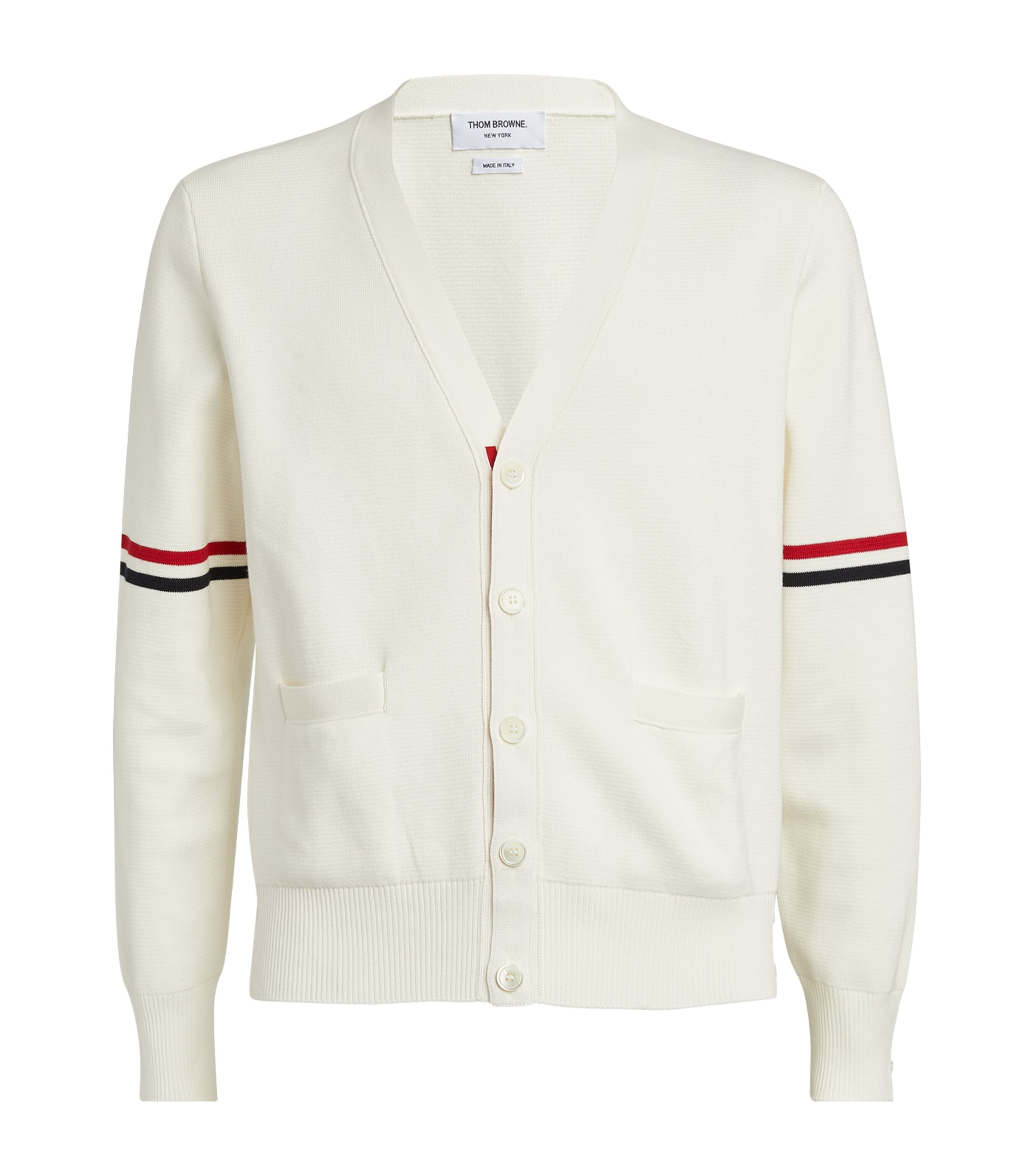 Thom Browne Tri-colour Stripe Sleeve Sweater In White