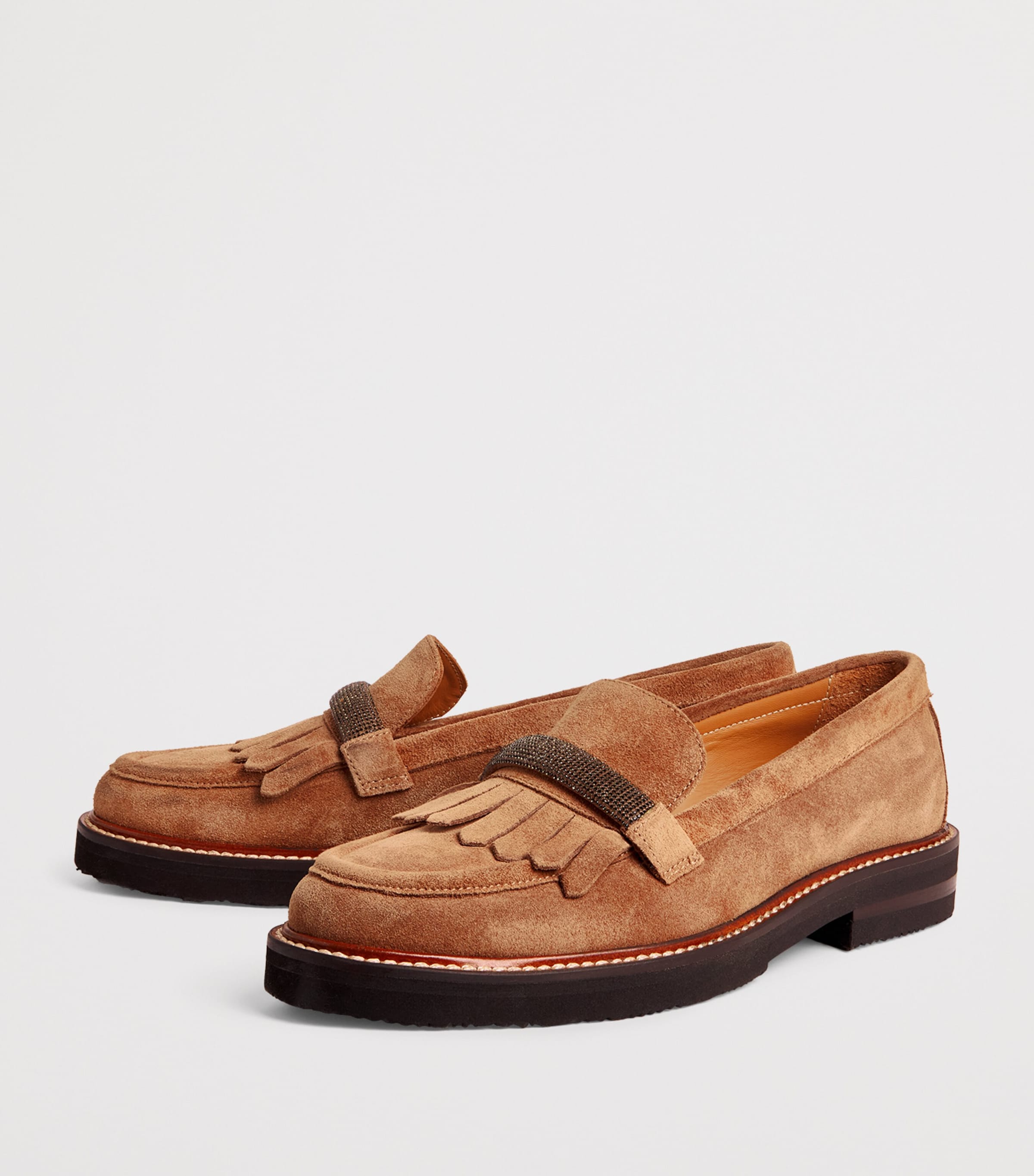 Eleventy Suede Embellished Loafers Visone Image 3