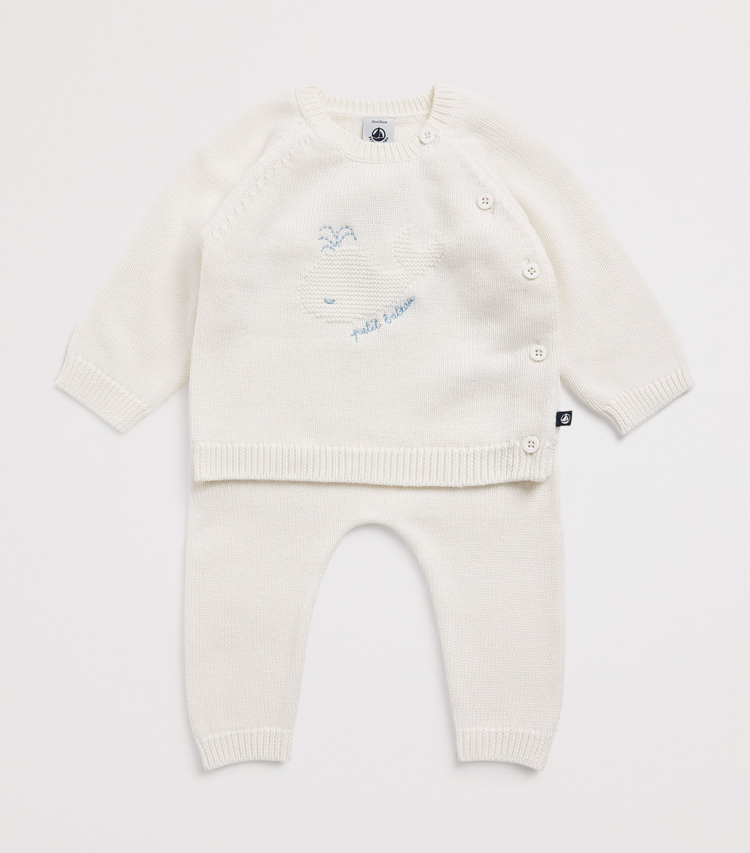Wool-Cotton Sweater and Trousers Set (1-18 Months) MARSHMALLOW Image 3