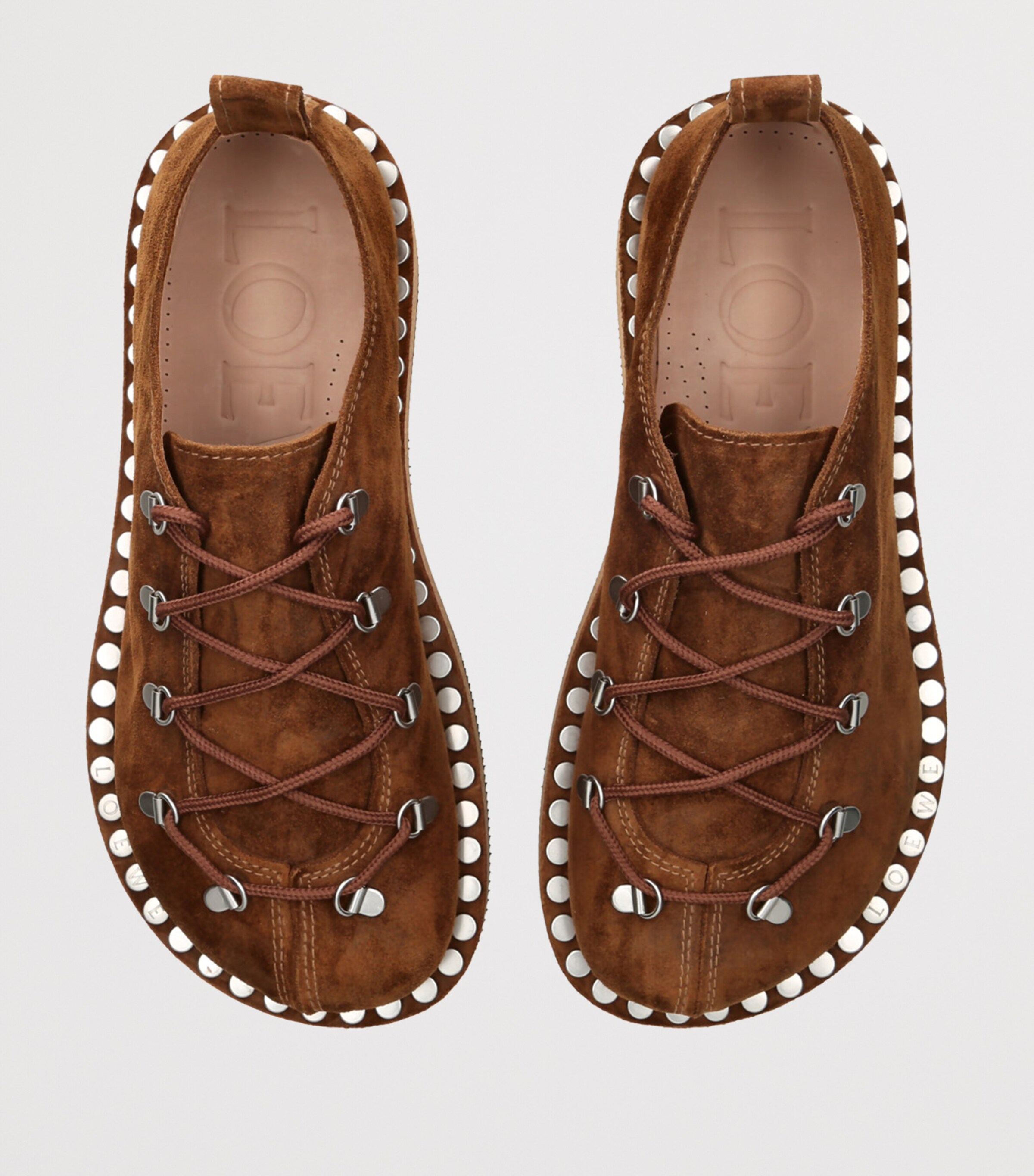 Suede Rivet Hiking Boots BROWN Image 4