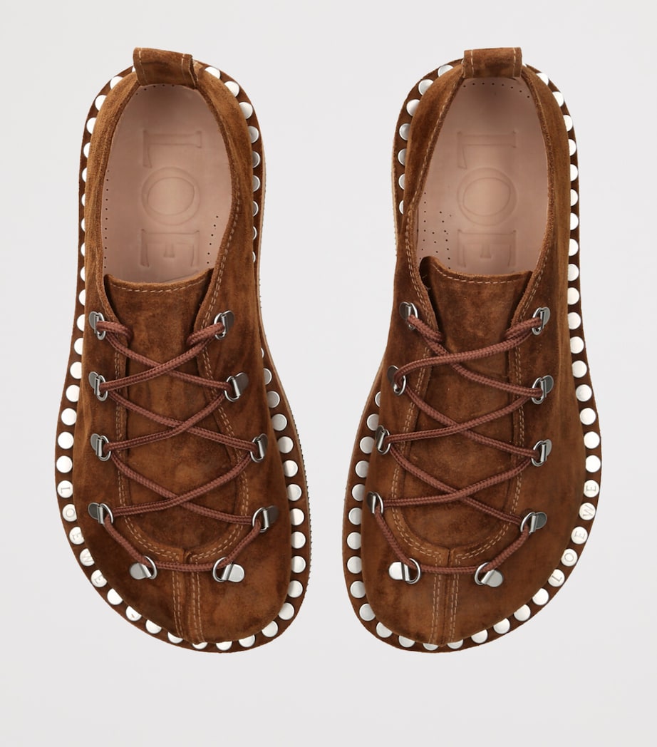 Suede Rivet Hiking Boots BROWN Image 4