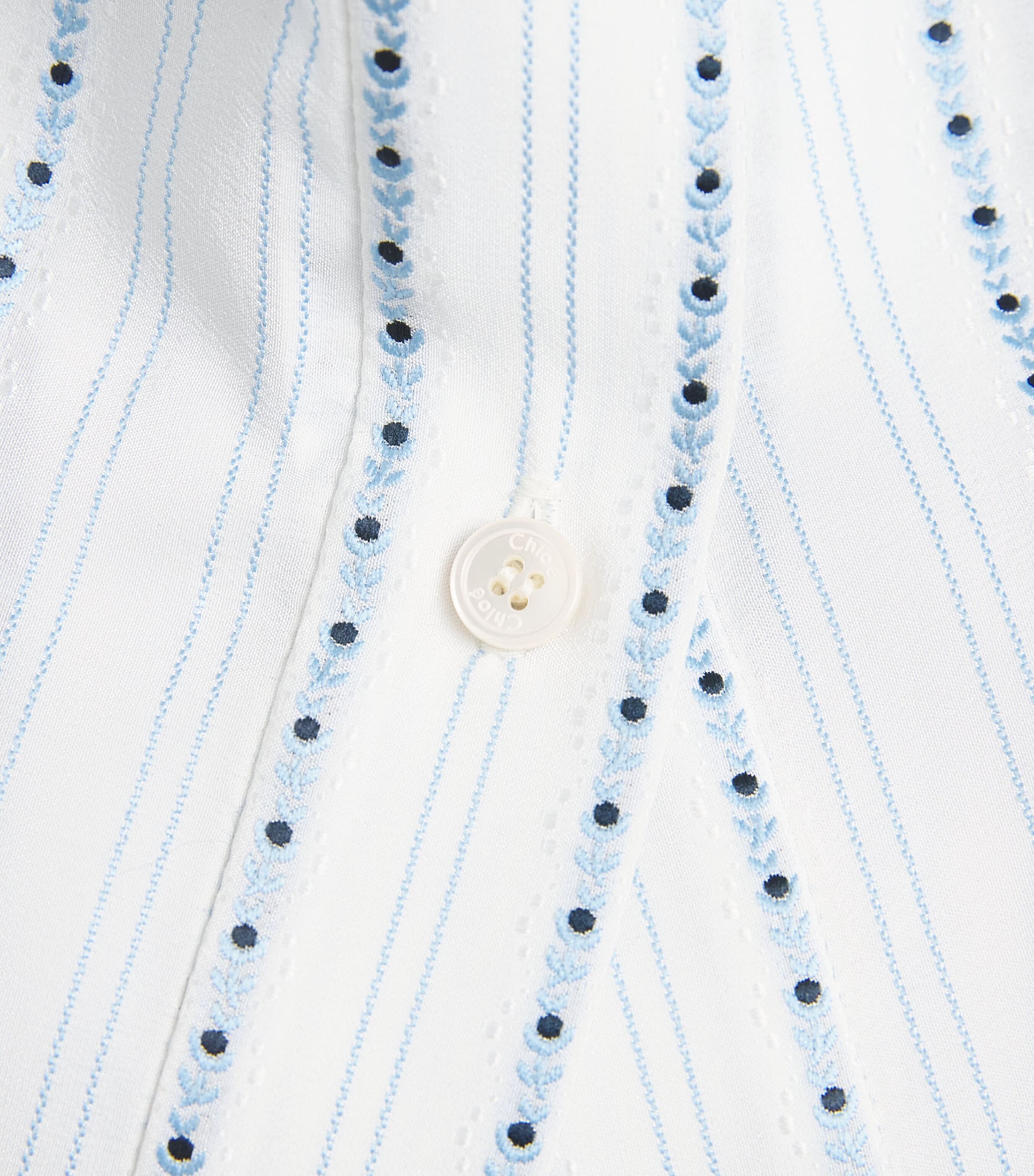 Chloé Womens Silk-Blend Stripe Blouse White & Blue Image 2