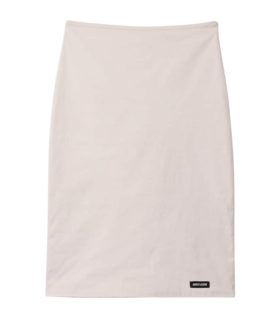 Miu Miu Womens Stretch-Poplin Midi Skirt Neutral Image 1