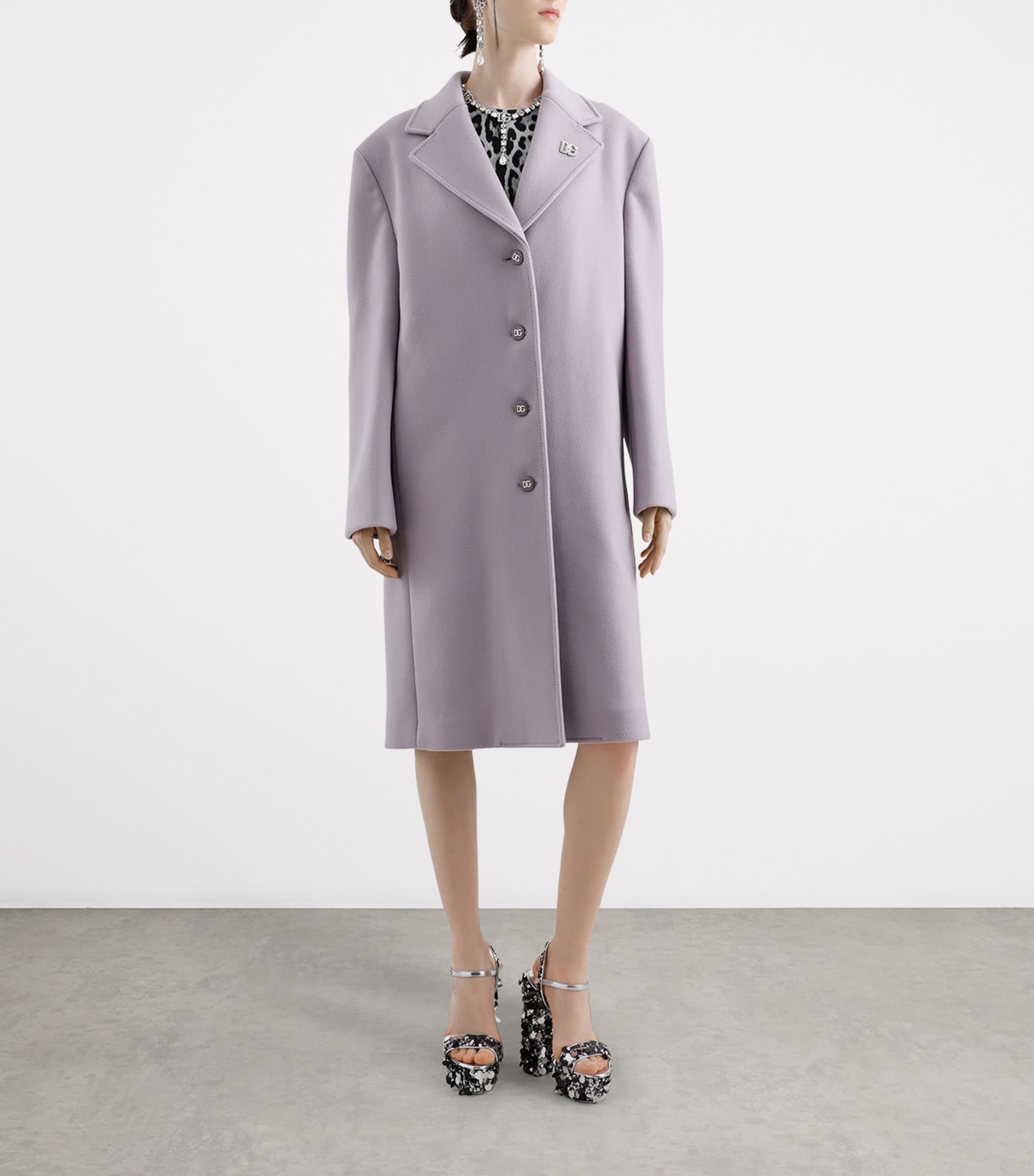 【VIP価格】DOLCE & GABBANA Elegant Embellished Overcoat Dolce & Gabbana logo-embellished Belted Trench Coat