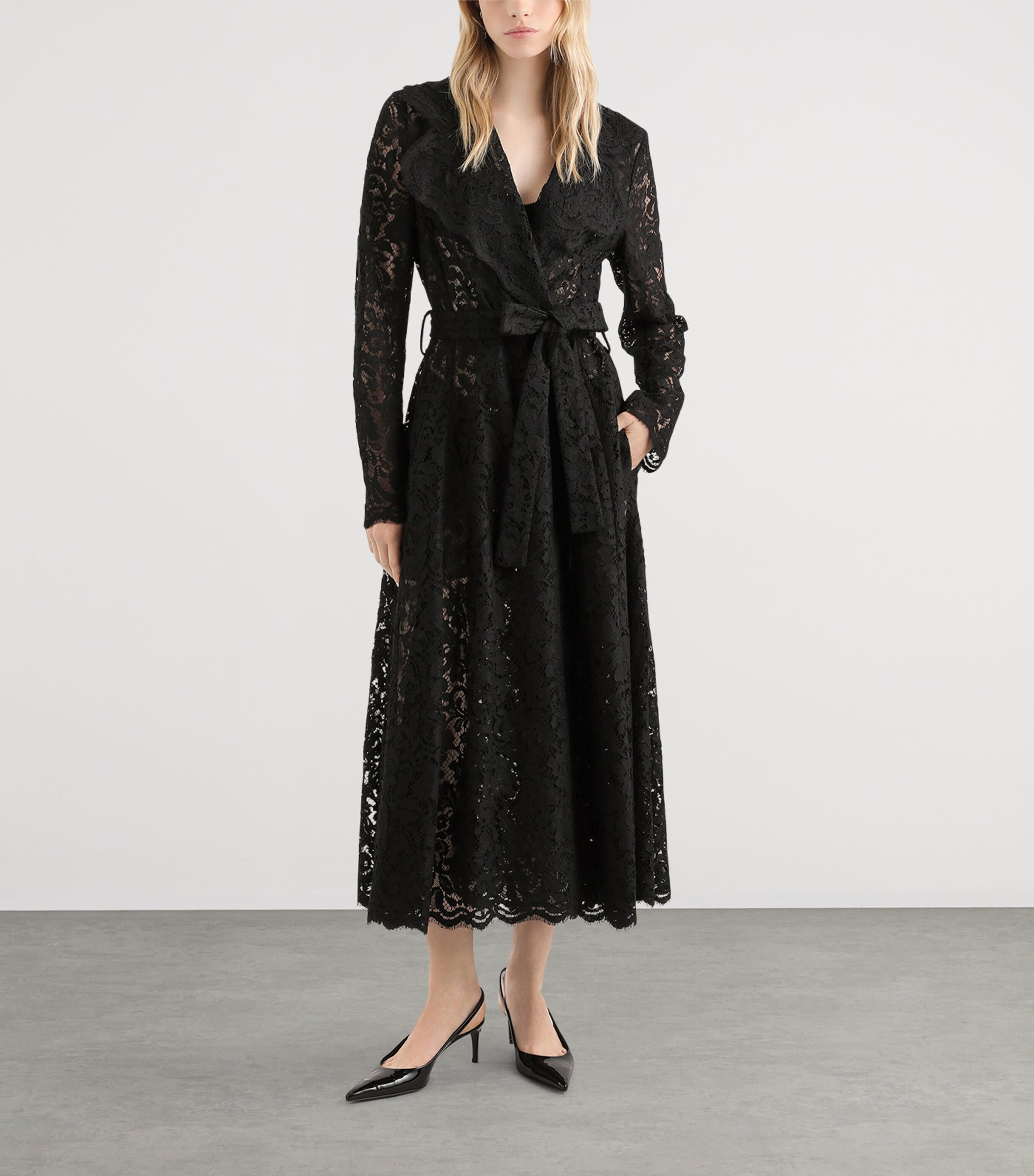 Dolce&Gabbana Womens Lace Wrap Coat Blac Image 2