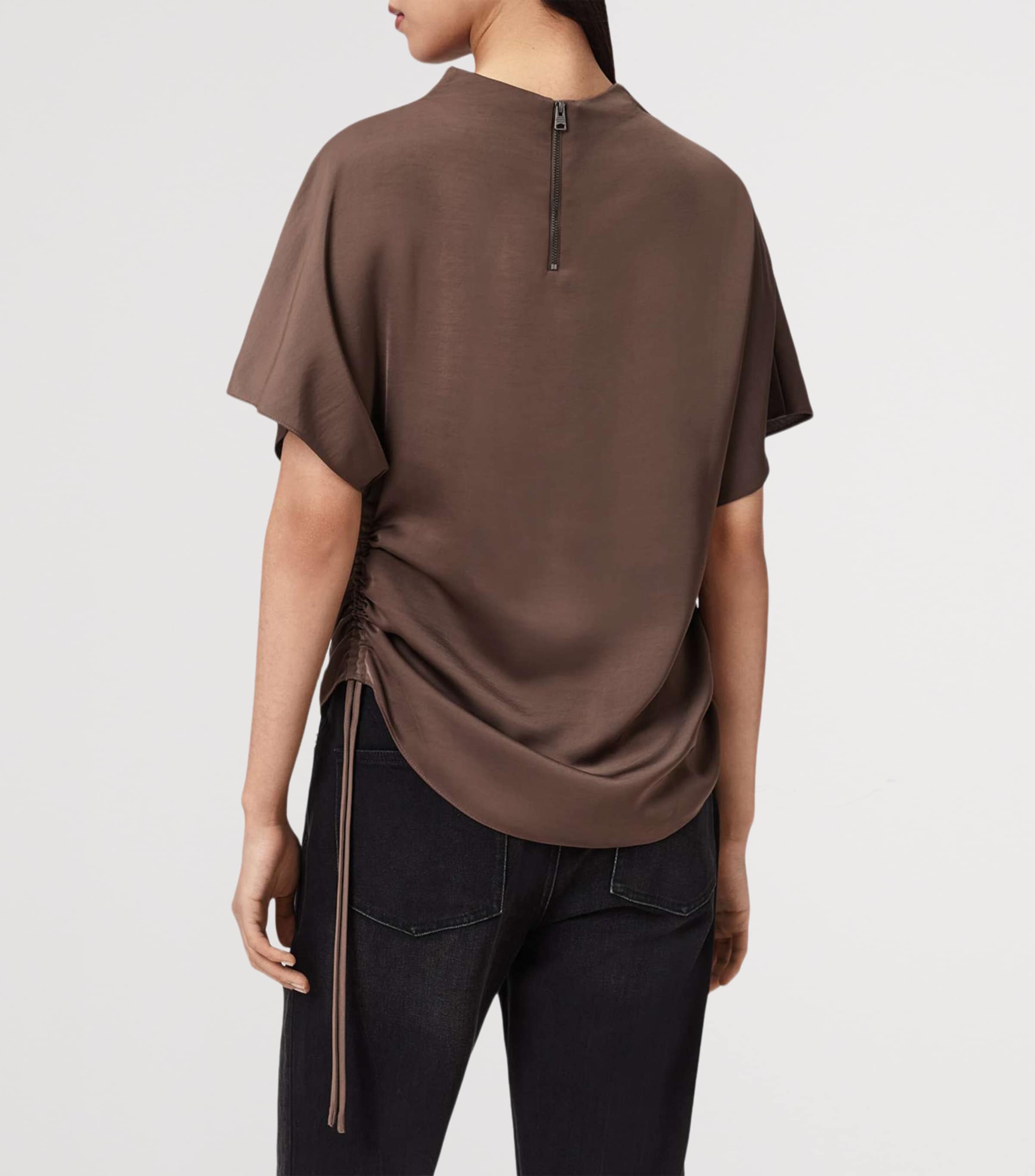AllSaints Womens Draped Leslie Top Pot Brown Image 4