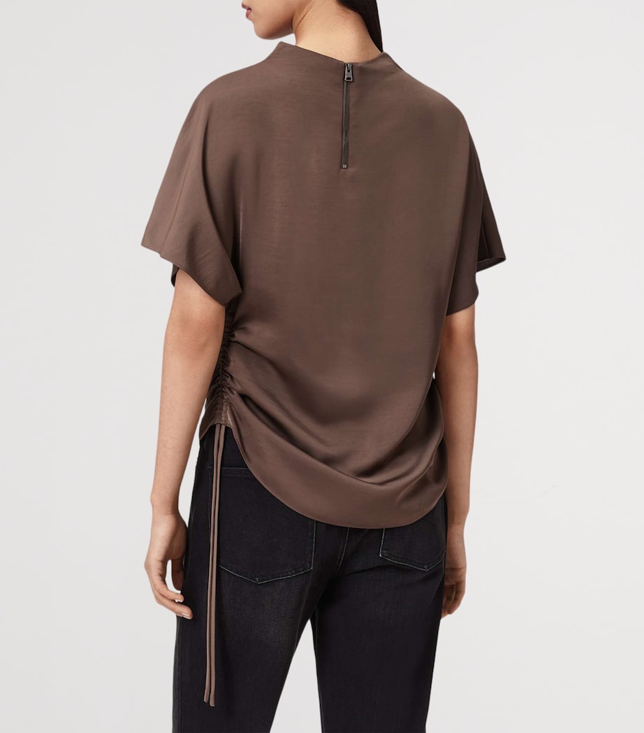 AllSaints Womens Draped Leslie Top Pot Brown Image 4