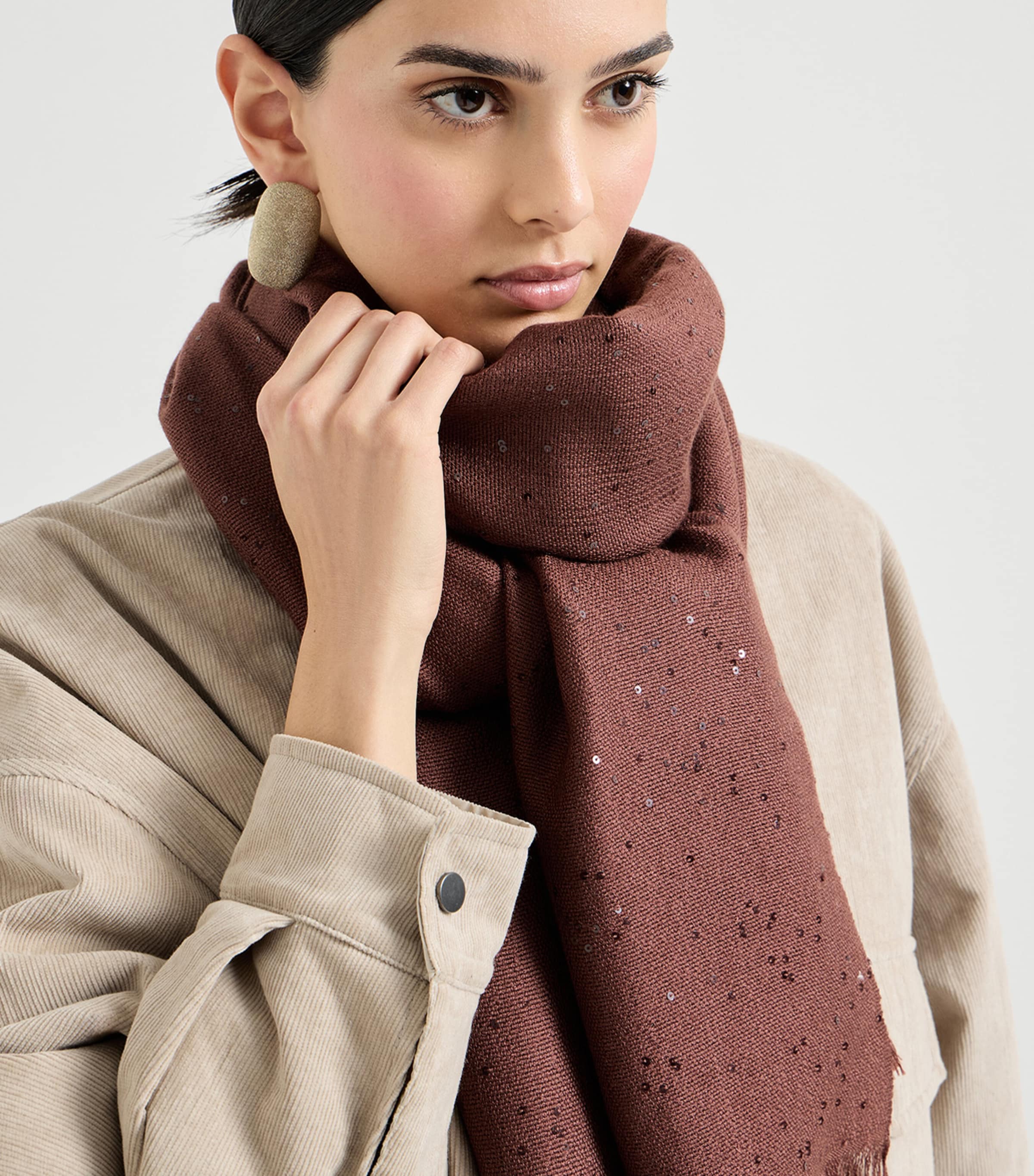 Brunello Cucinelli Cashmere-Silk Sequinned Scarf Image 3