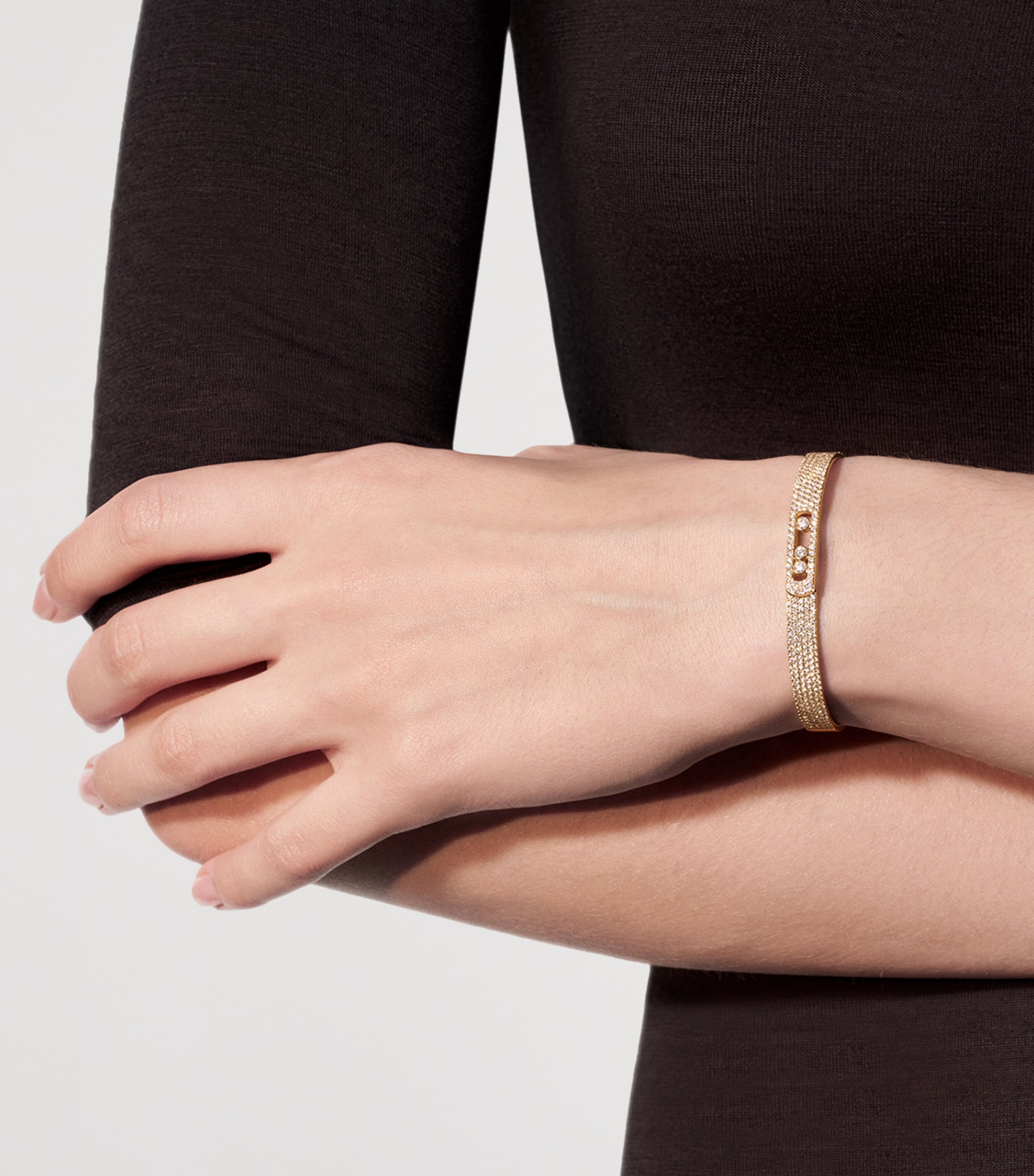 Messika Move Noa Yellow Gold and Diamond Pavé Bangle Yellow Gold Image 2