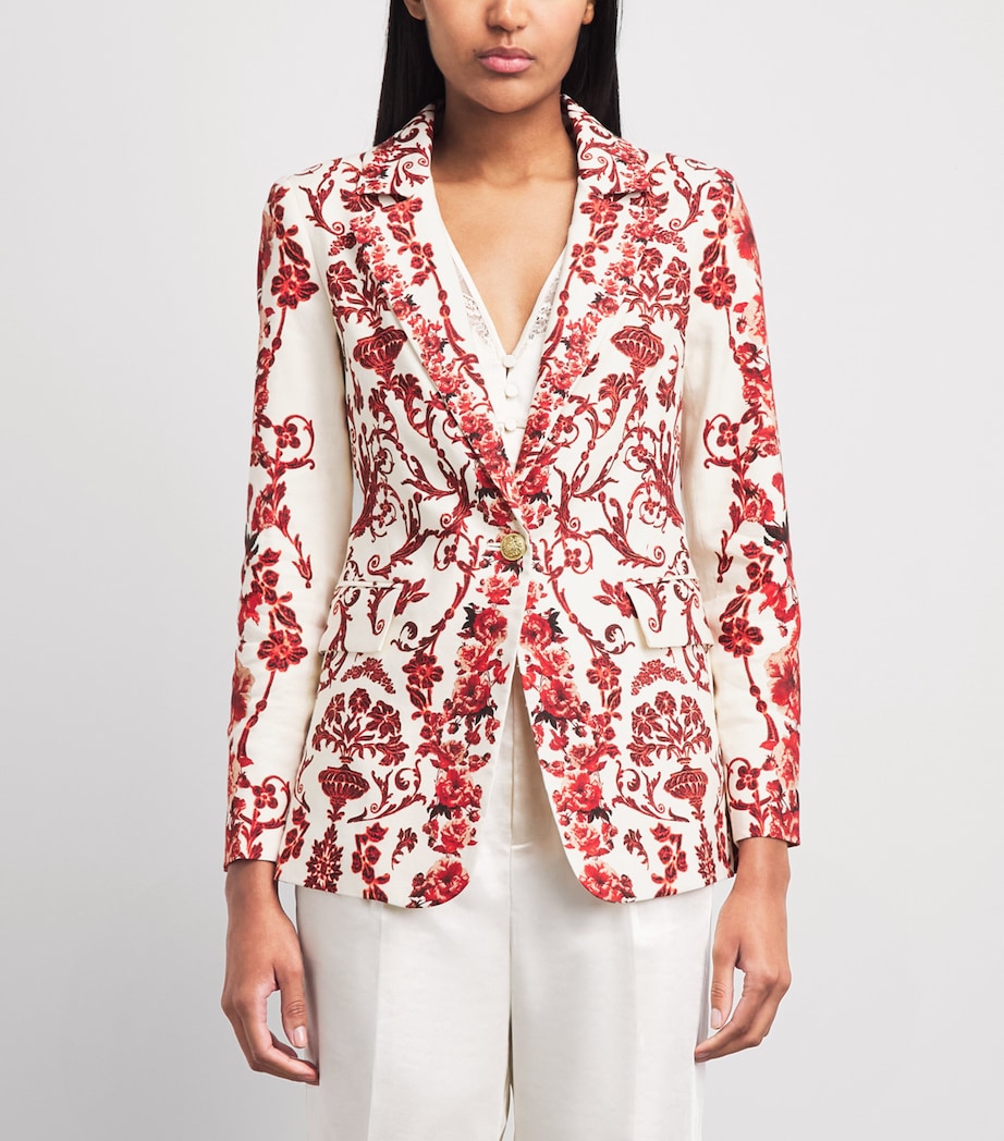 Alice+Olivia Womens Linen-Blend Printed Macey Blazer Winding Road Image 4