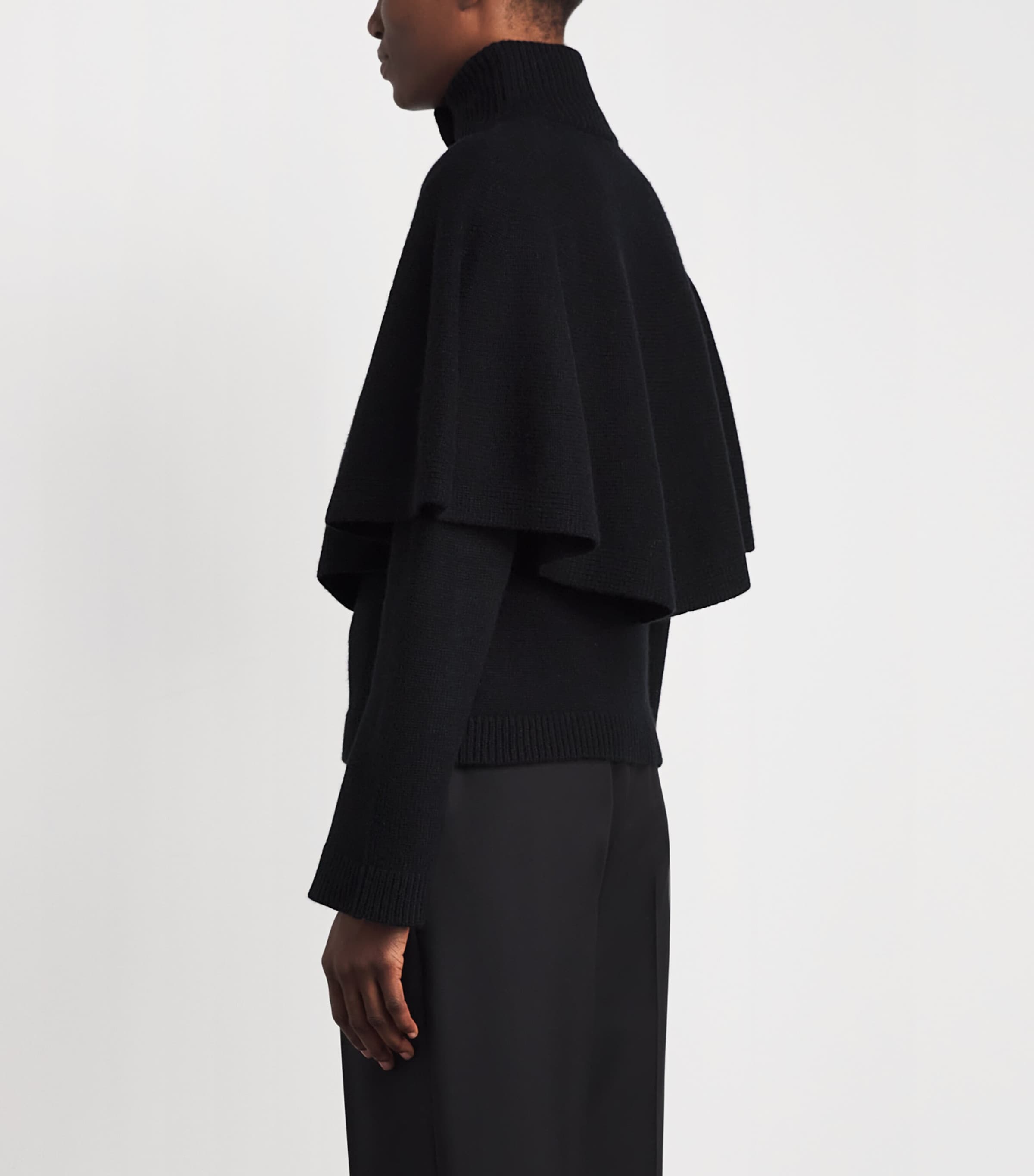 Vince Womens Wool-Blend Rollneck Cape Cardigan Black Image 4