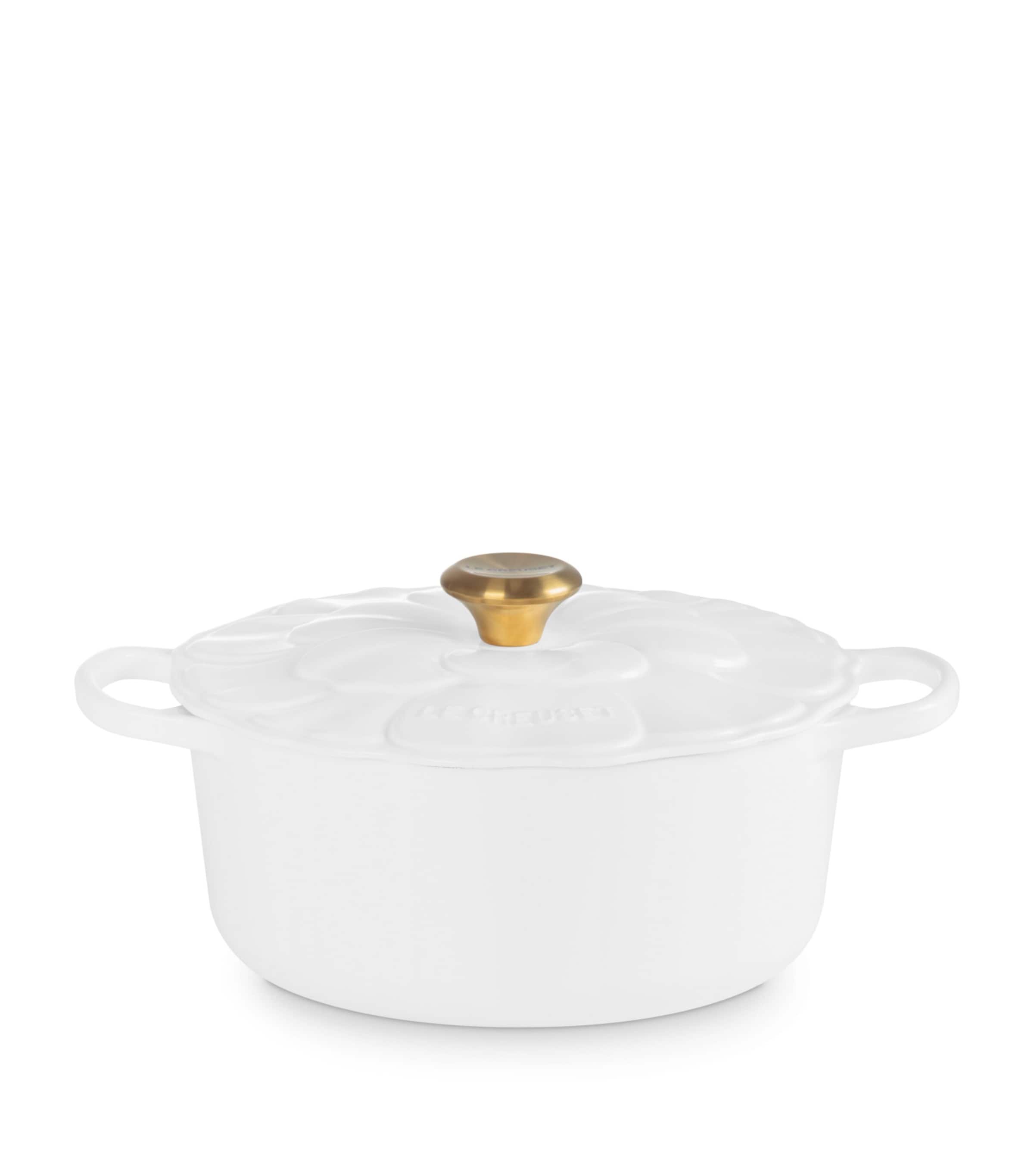 Le Creuset Cast Iron Petal Casserole Dish (26cm) White Image 1