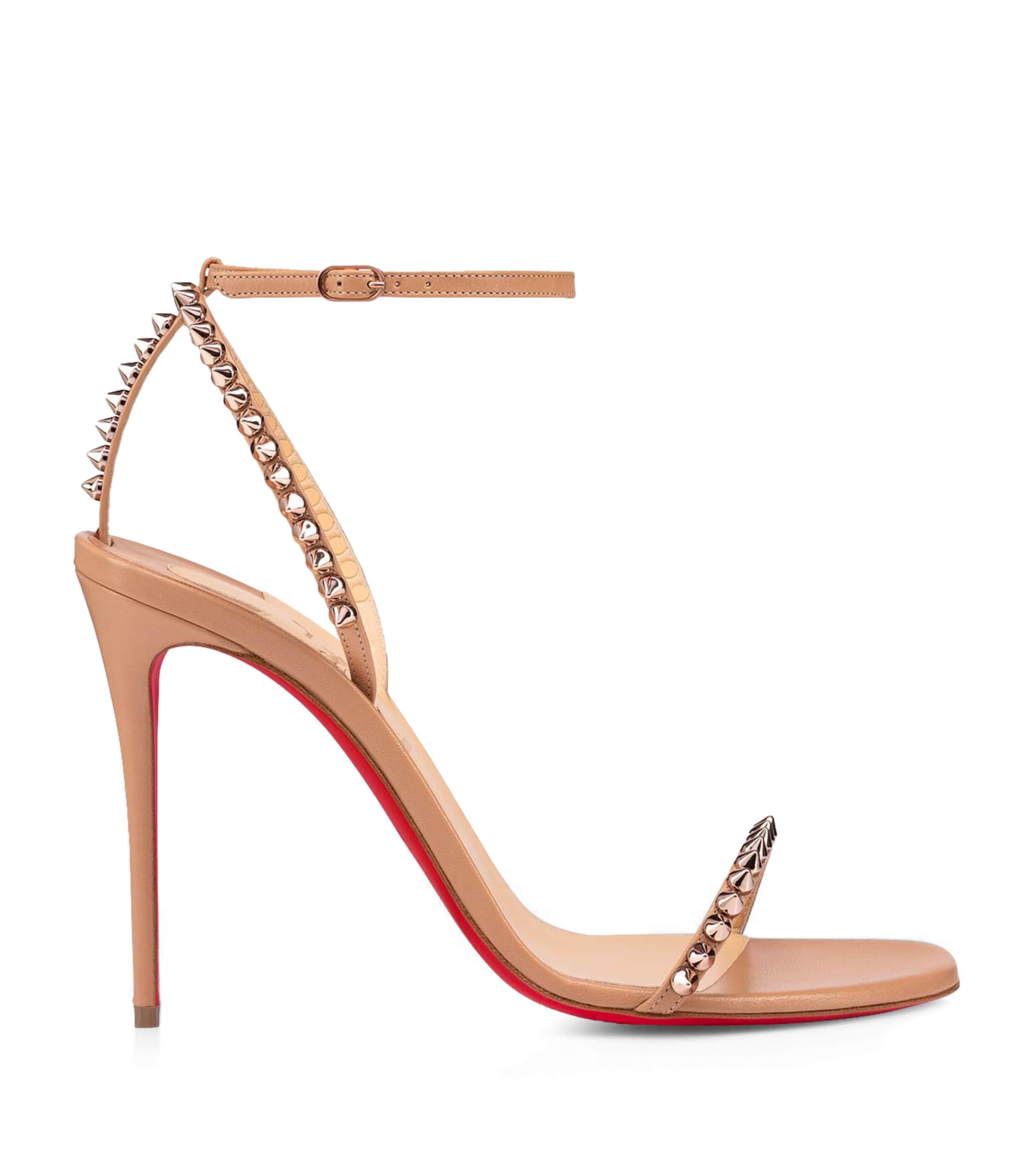 Christian Louboutin So Me 100 Studded Leather Sandals In Nude