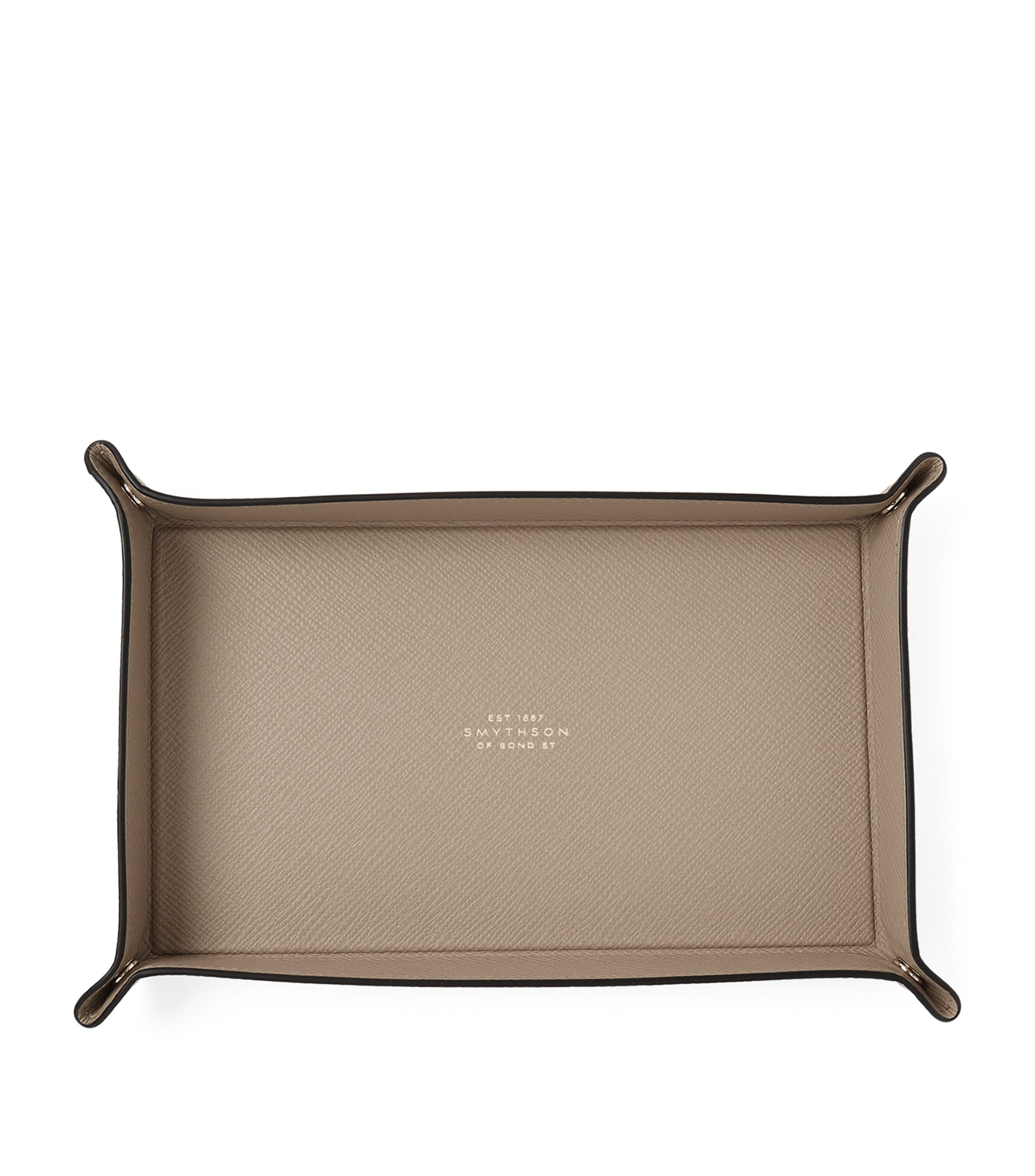 Smythson Small Panama Leather Rectangular Trinket Tray Sandstone Image 3