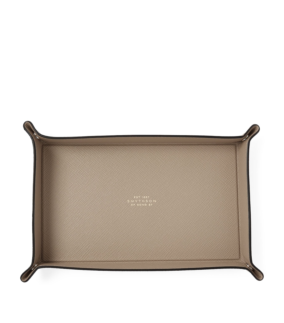 Smythson Small Panama Leather Rectangular Trinket Tray Sandstone Image 3