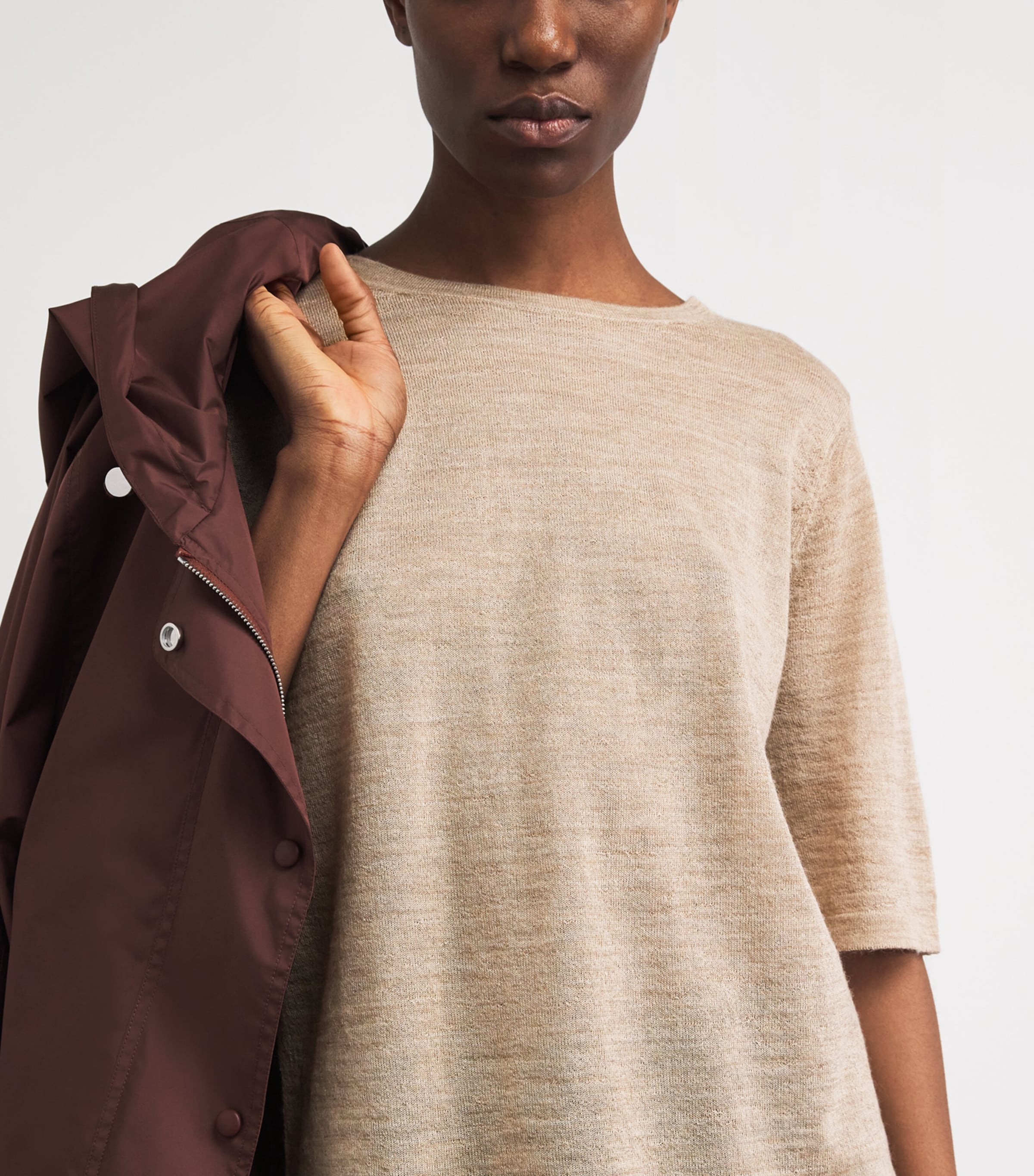Lauren Manoogian Womens Baby Alpaca-Mulberry Silk T-Shirt Oak Image 3