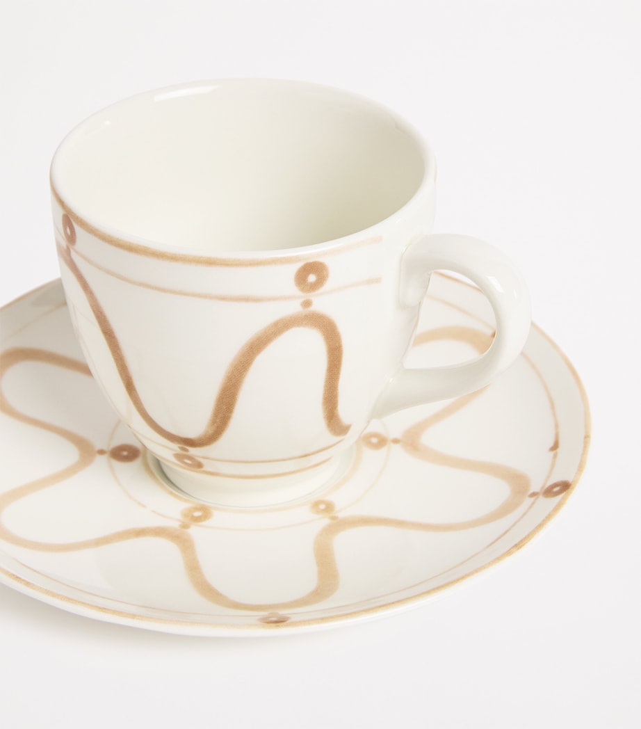 Porcelain Serenity Cup and Saucer BEIGE ON WHITE Image 4