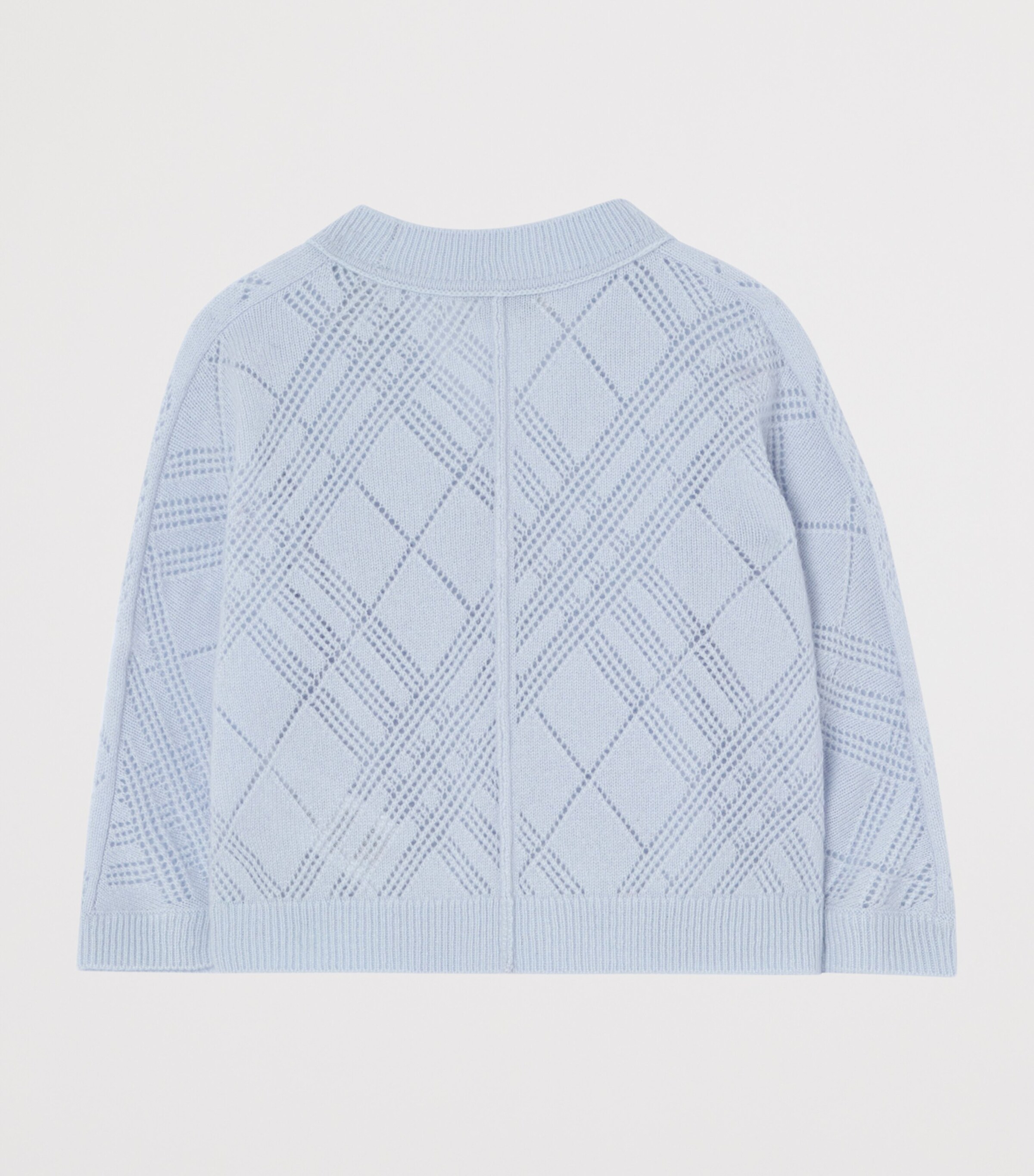 Burberry Kids Cashmere Check Cardigan and Trouser Set (1-18 Months) Dusty Blue Image 3