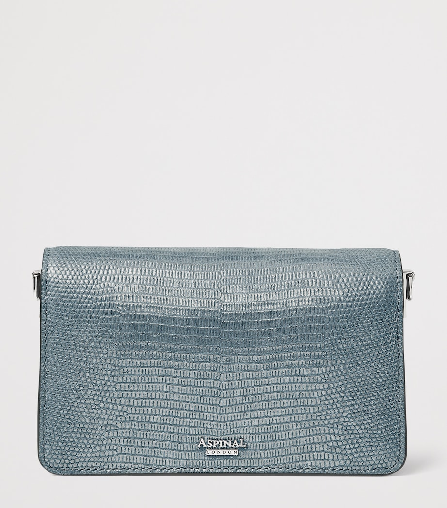 Leather Snakeskin-Embossed Eliza Clutch Bag PEACOCK Image 4