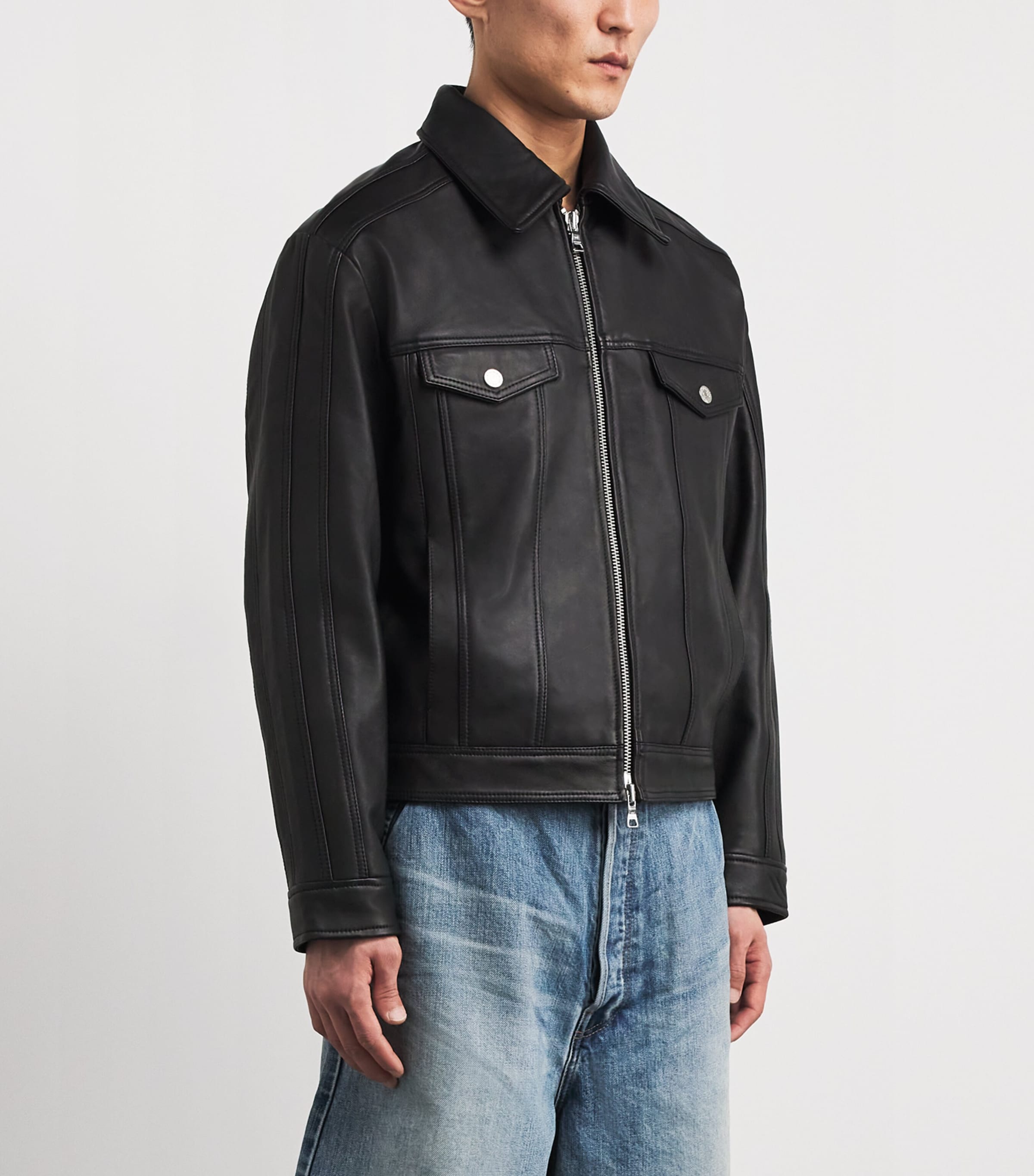 Mike Leather Jacket BLACK Image 4